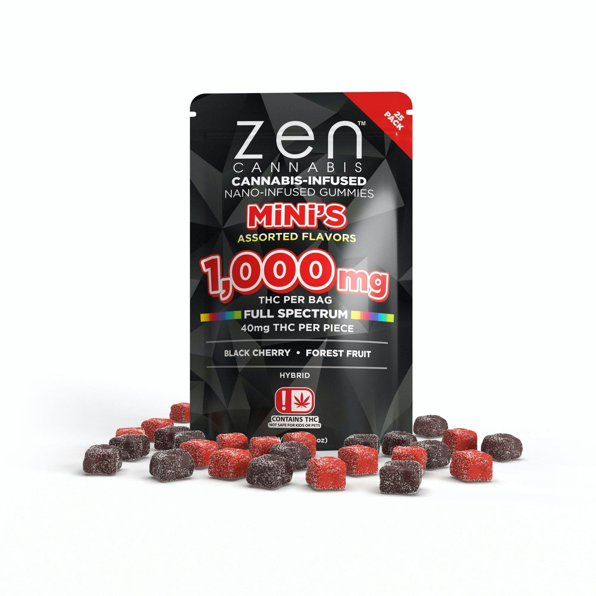 Zen Cannabis | Assorted Flavor Mini Gummies | 1000mg | 25ct | 40mg/ea
