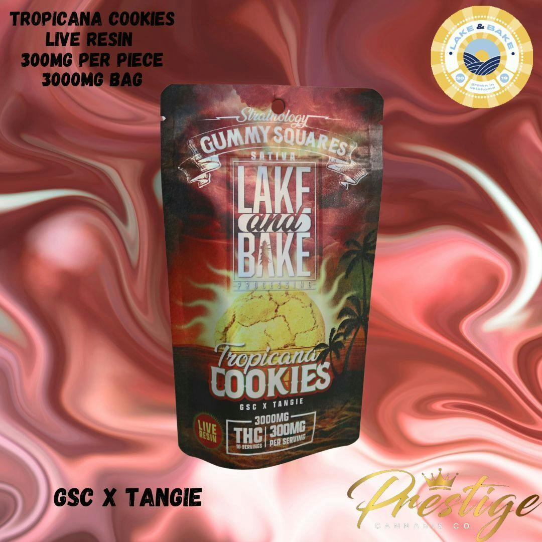 LAKE AND BAKE LIVE RESIN EDIBLES | TROPICANA COOKIES - SATIVA (3000MG)