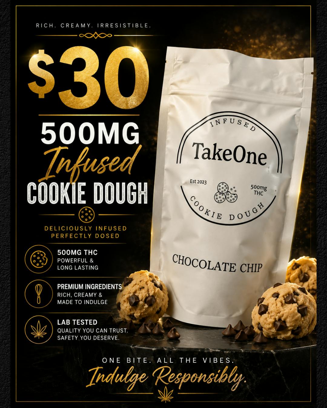 TAKE ONE EDIBLES | CHOCOLATE CHIP COOKIE DOUGH (500MG)