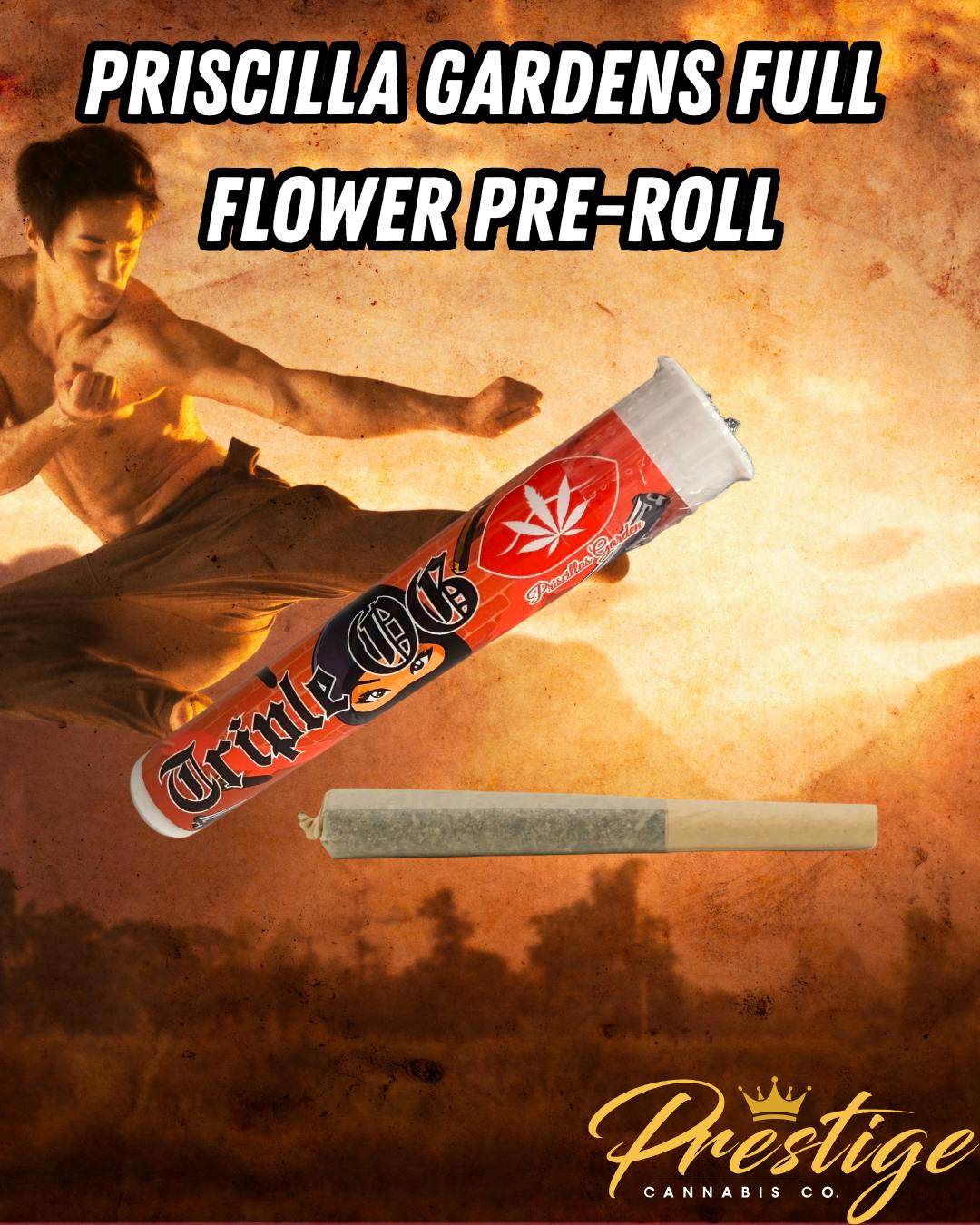 PRISCILLAS GARDEN FULL FLOWER PRE-ROLL | TRIPLE OG - INDICA DOM (1G)