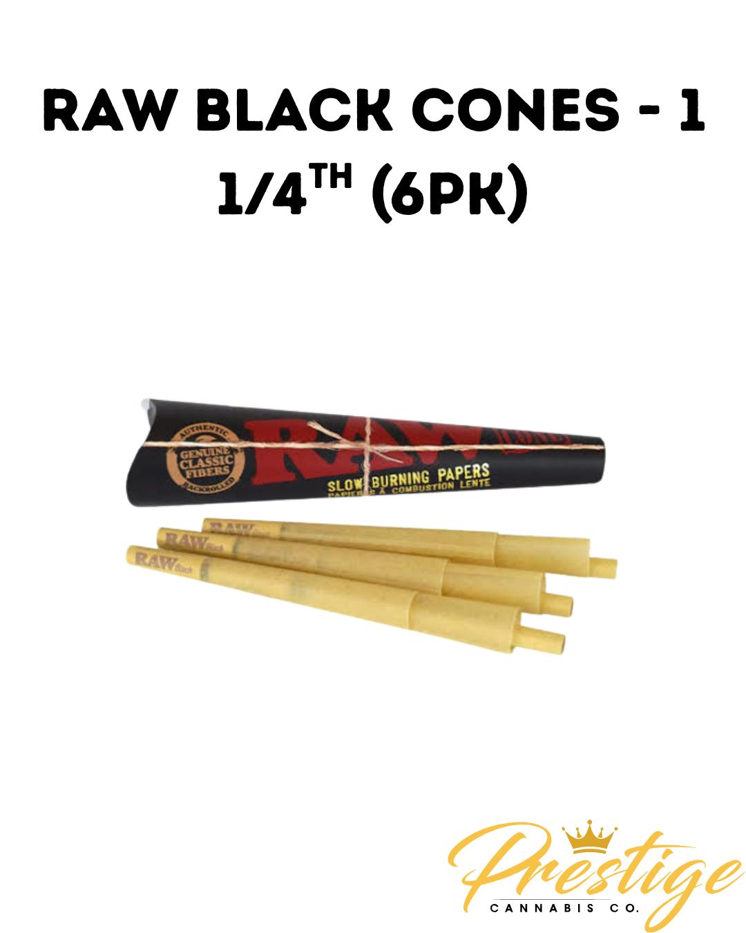 RAW CONES | BLACK - 1 1/4 SIZE (6PK)