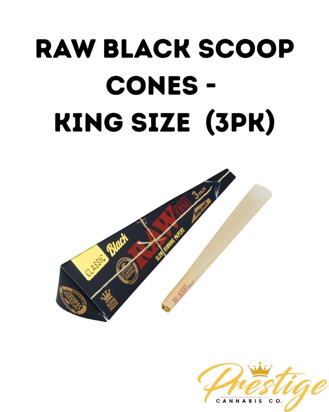 RAW SCOOP CONES | BLACK - KING SIZE (3PK)