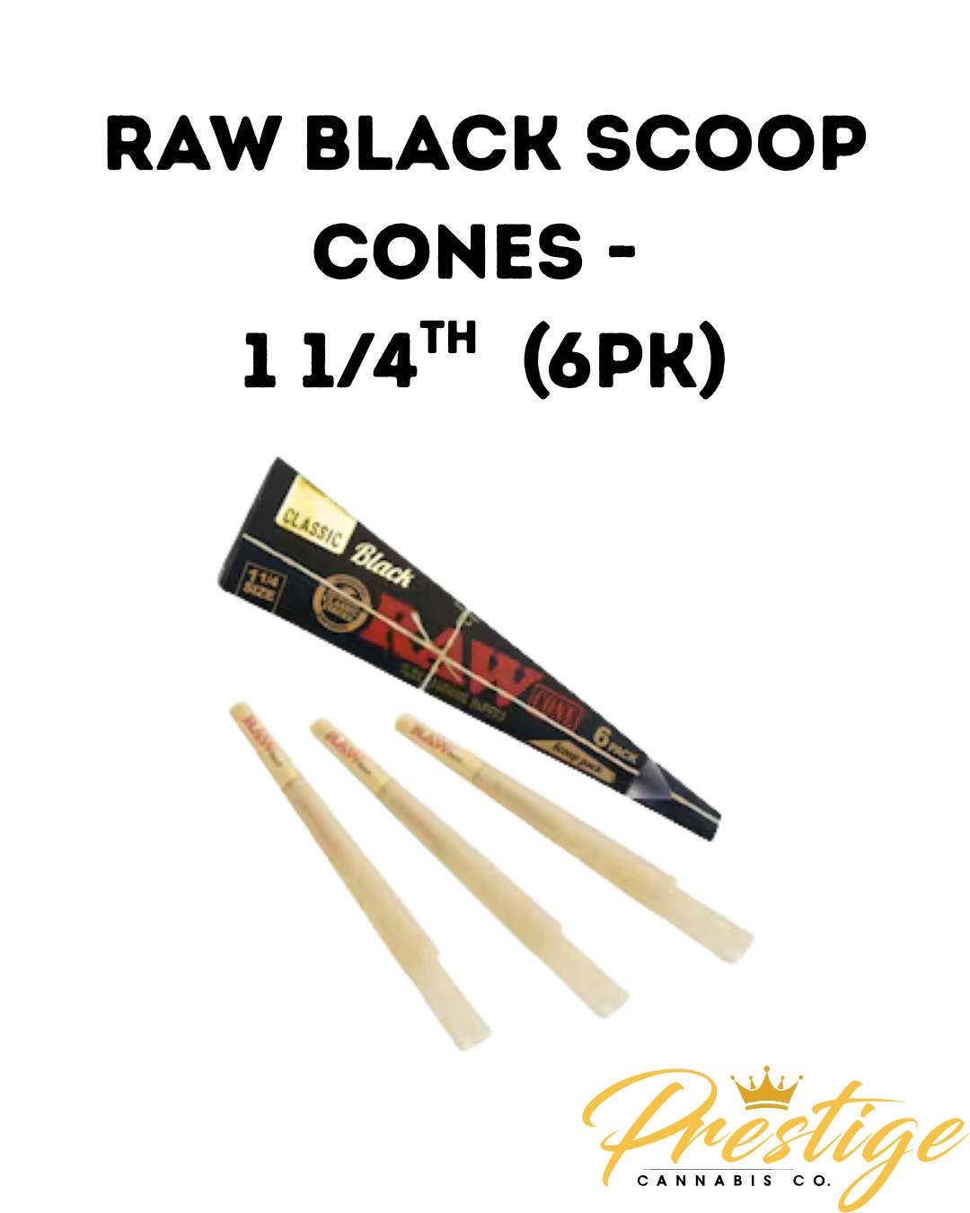 RAW SCOOP CONES | BLACK - 1 1/4TH (6PK)