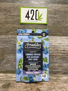 SMOKIES 400MG INDICA SWEET BLUE RASPBERRY GUMMIES