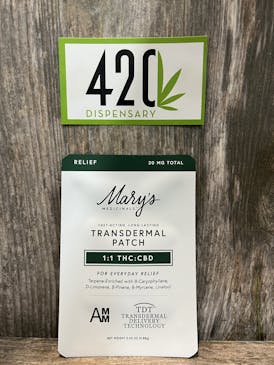 MARY'S MEDICINALS 1:1 THC/CBD TRANSDERMAL PATCH