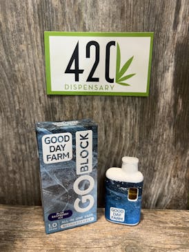 GOOD DAY FARM 1G GO BLOCK BLUE RASPBERRY ICE DISPOSABLE CARTRIDGE [87.2%THC / 0.0%CBD]