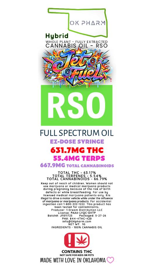 OK Pharm Jet Fuel 1g RSO Syringe