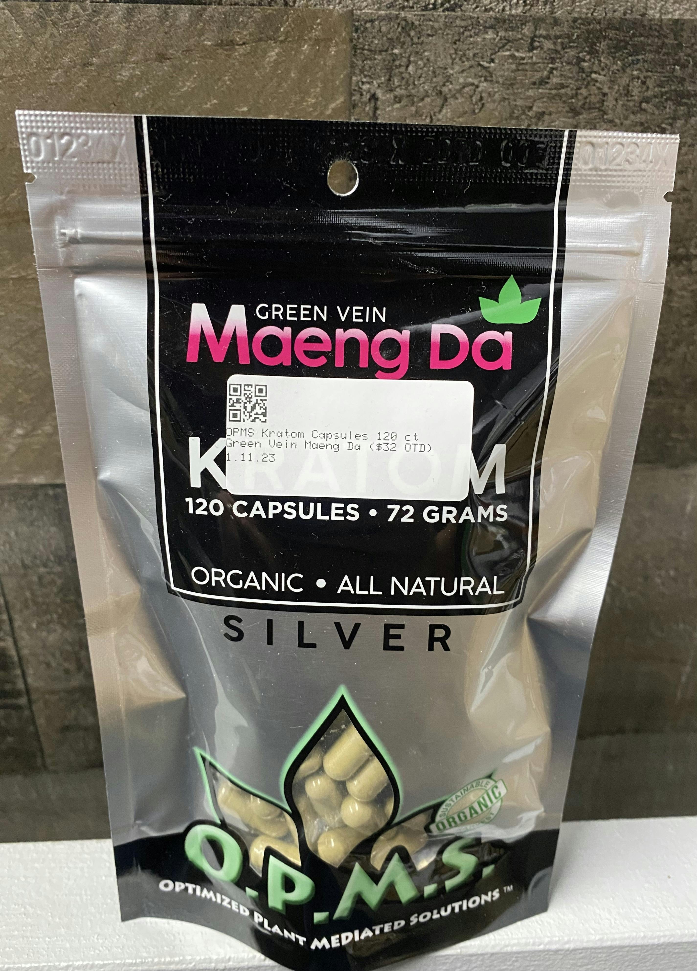 OPMS Kratom Capsules 120 ct Green Vein Maeng Da ($32 OTD)
