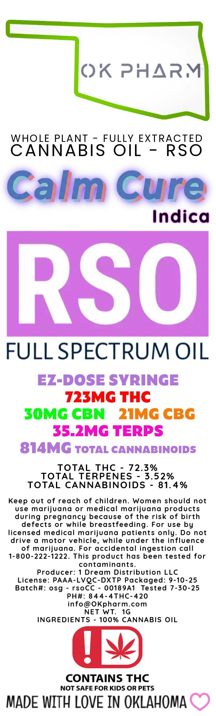 OK PHARM Calm Cure RSO 5G
