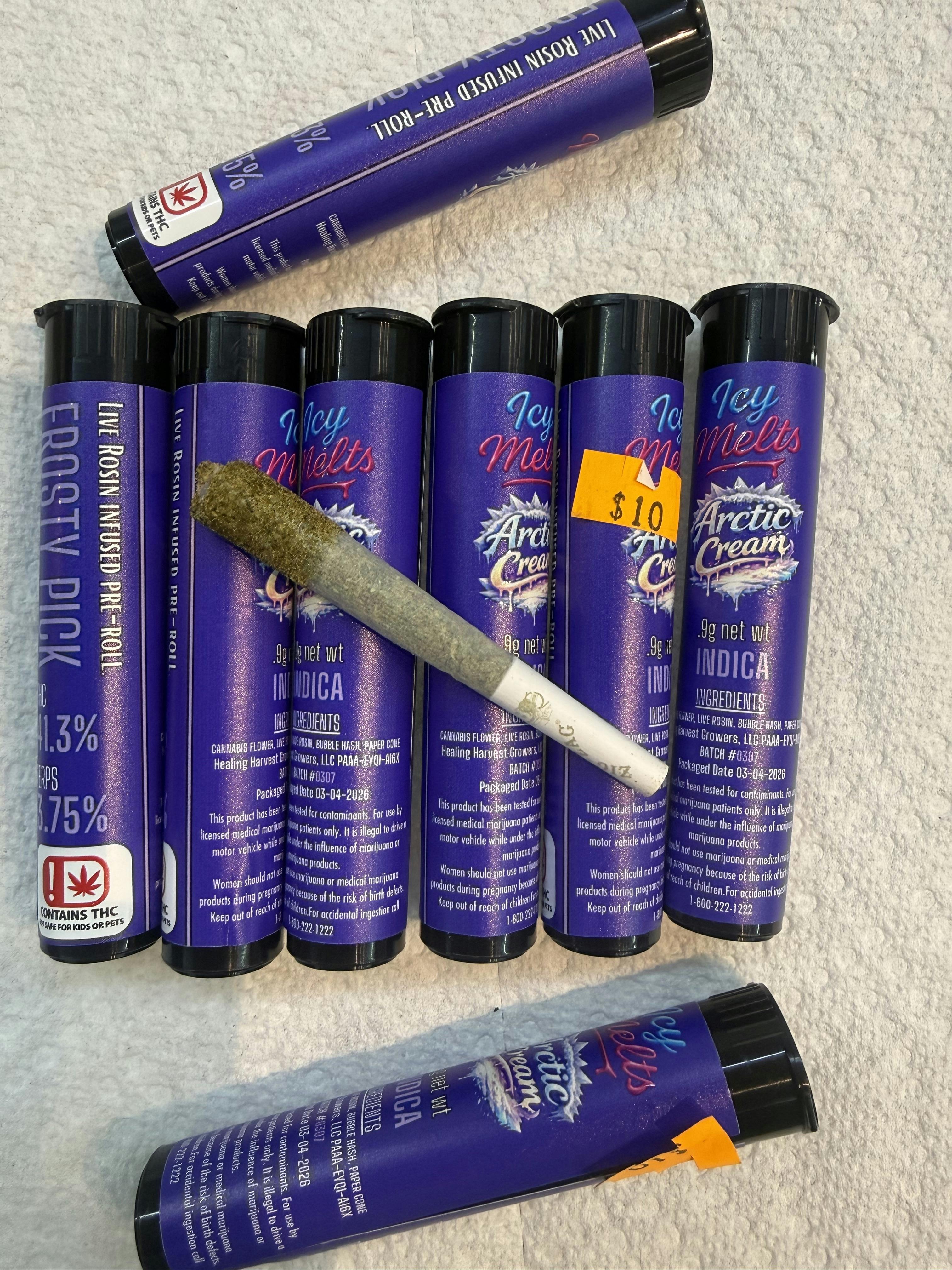 Icy Melts Arctic Cream | Frosty Pick | LiveResin Infused PreRoll | 0.9g