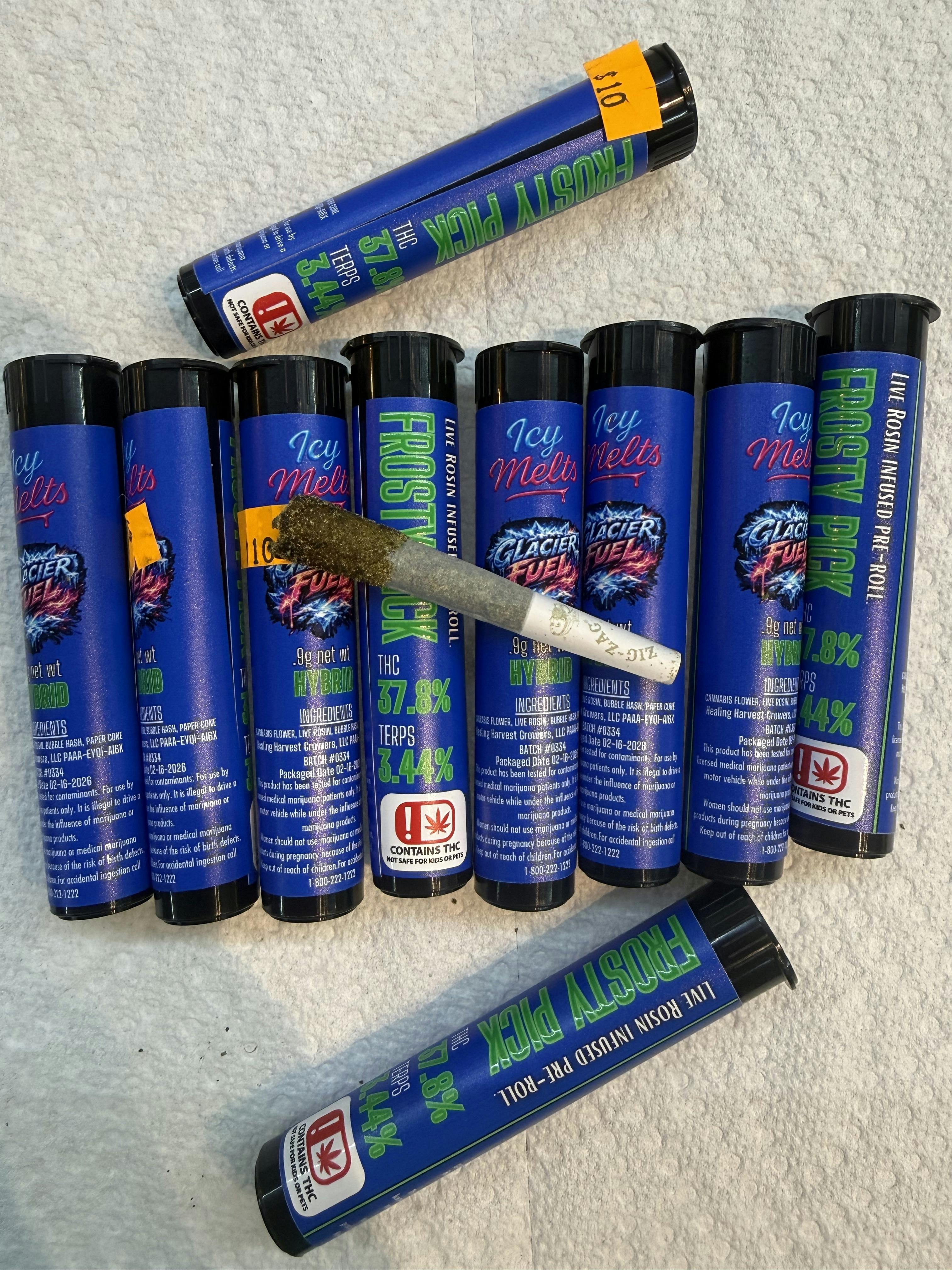 Icy Melts Glacier Fuel | Frosty Pick | LiveResin Infused PreRoll | 0.9g