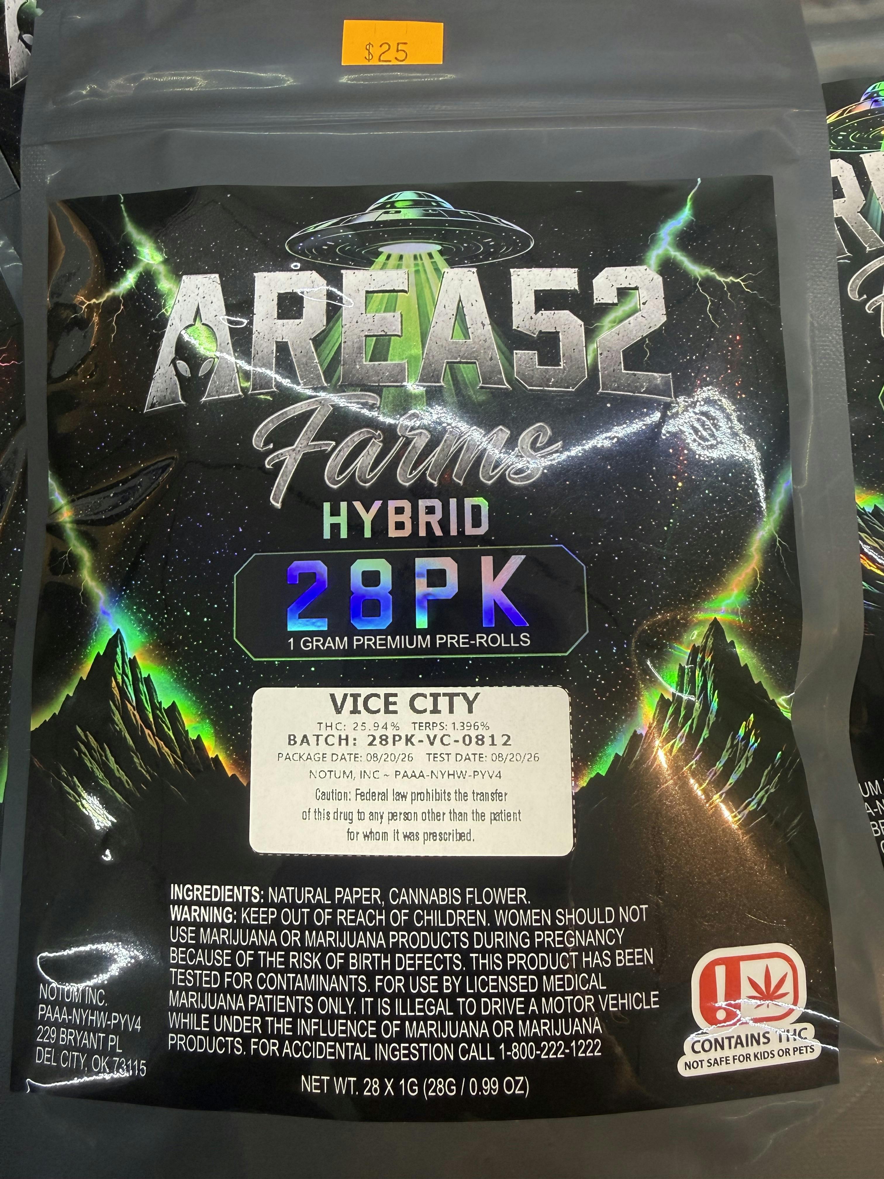 Area52 Farms | Vice City | Hybrid | Prerolls | 28g