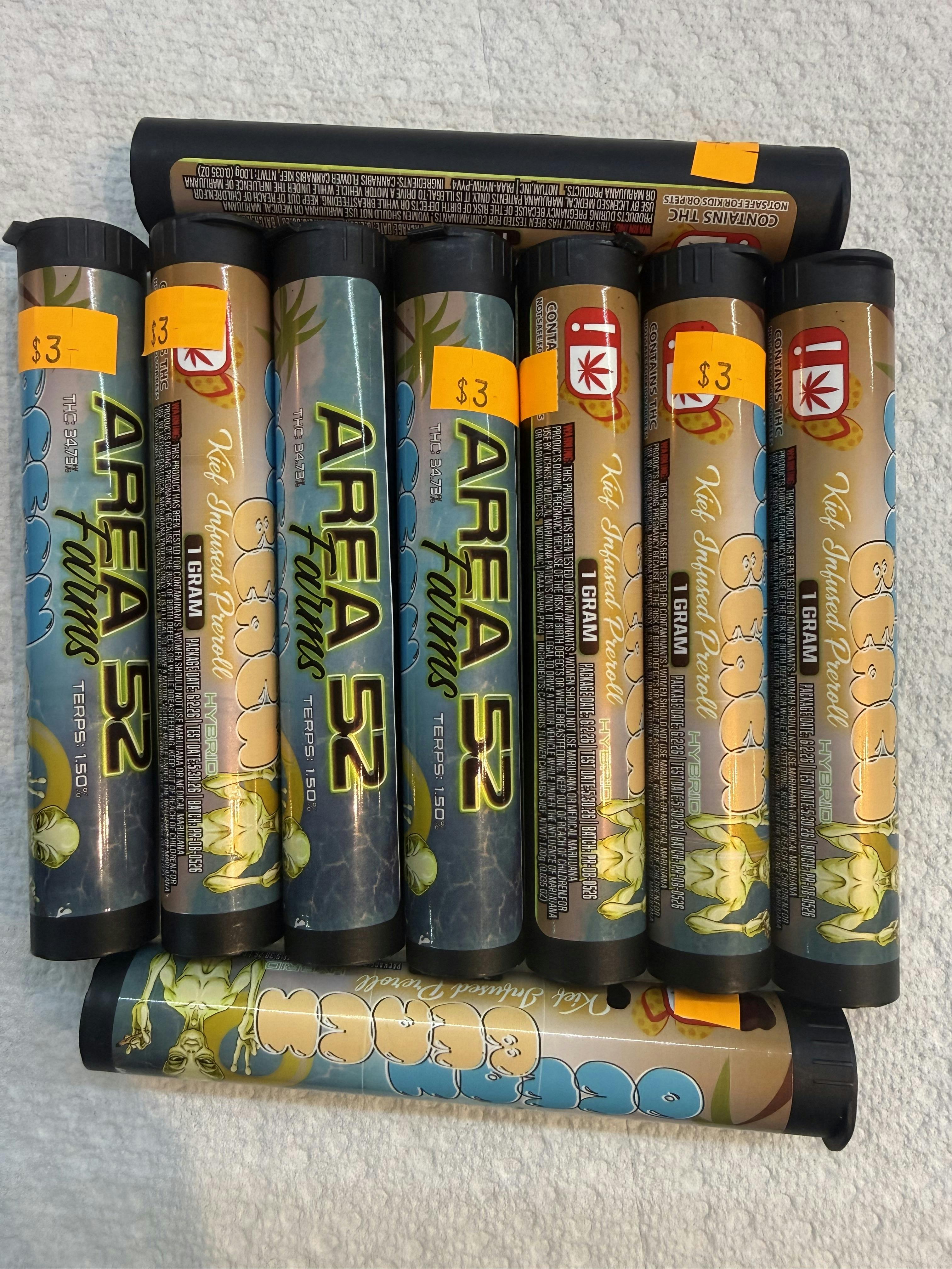 Area52 Farms | Ocean Beach | Kiel Infused Preroll | Indica | 1g