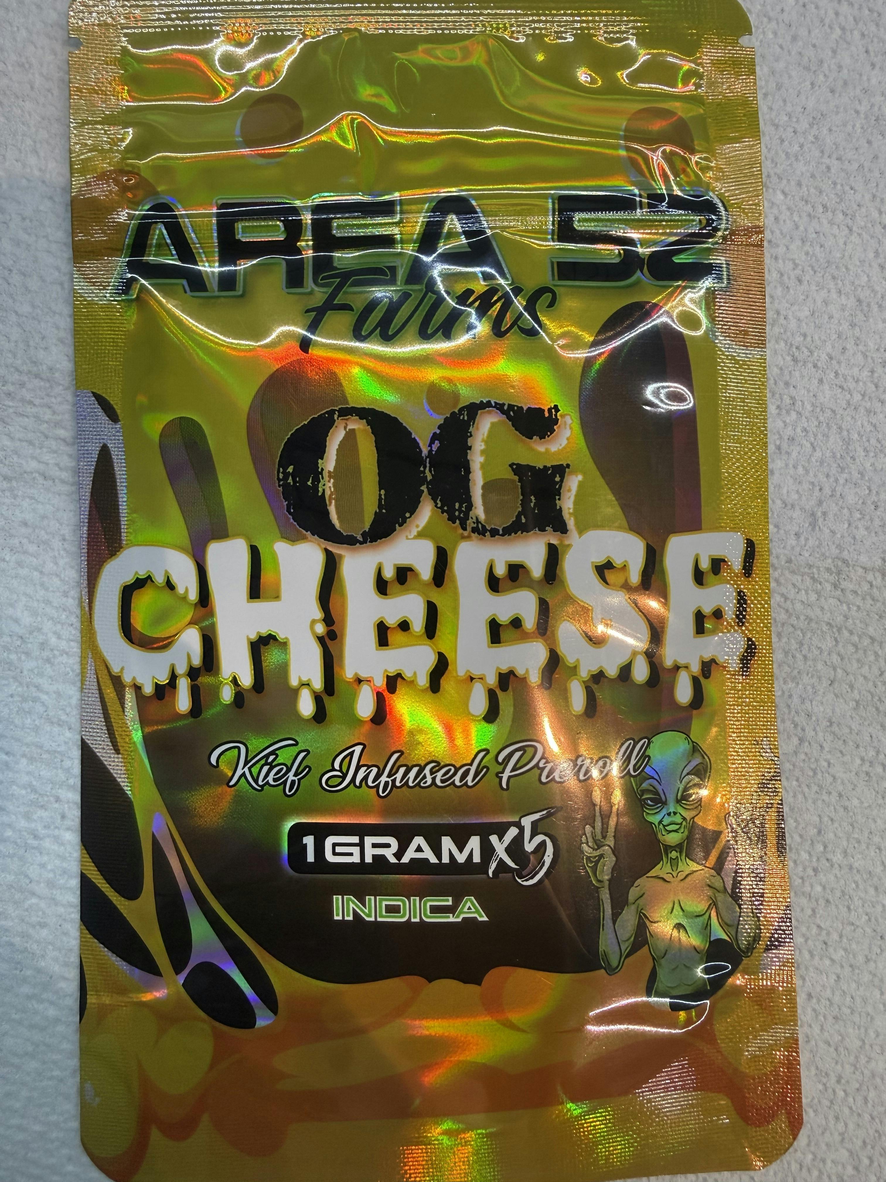 Area52 Farms | OG Cheese | Kief Infused Preroll | Indica | 5 Pack