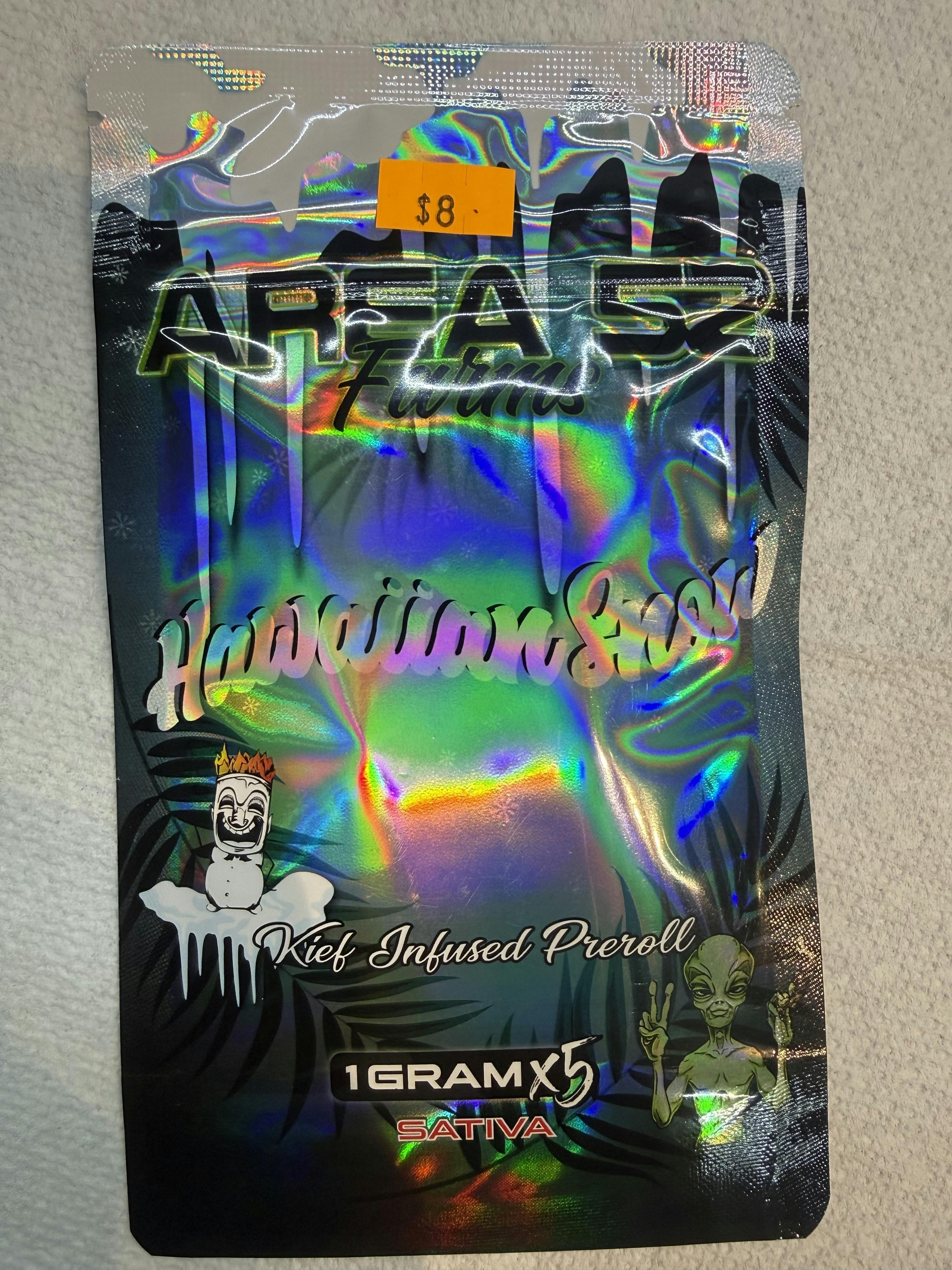 Area52 Farms | Hawaiian Snow | Kief Infused Preroll | Sativa| 5 Pack