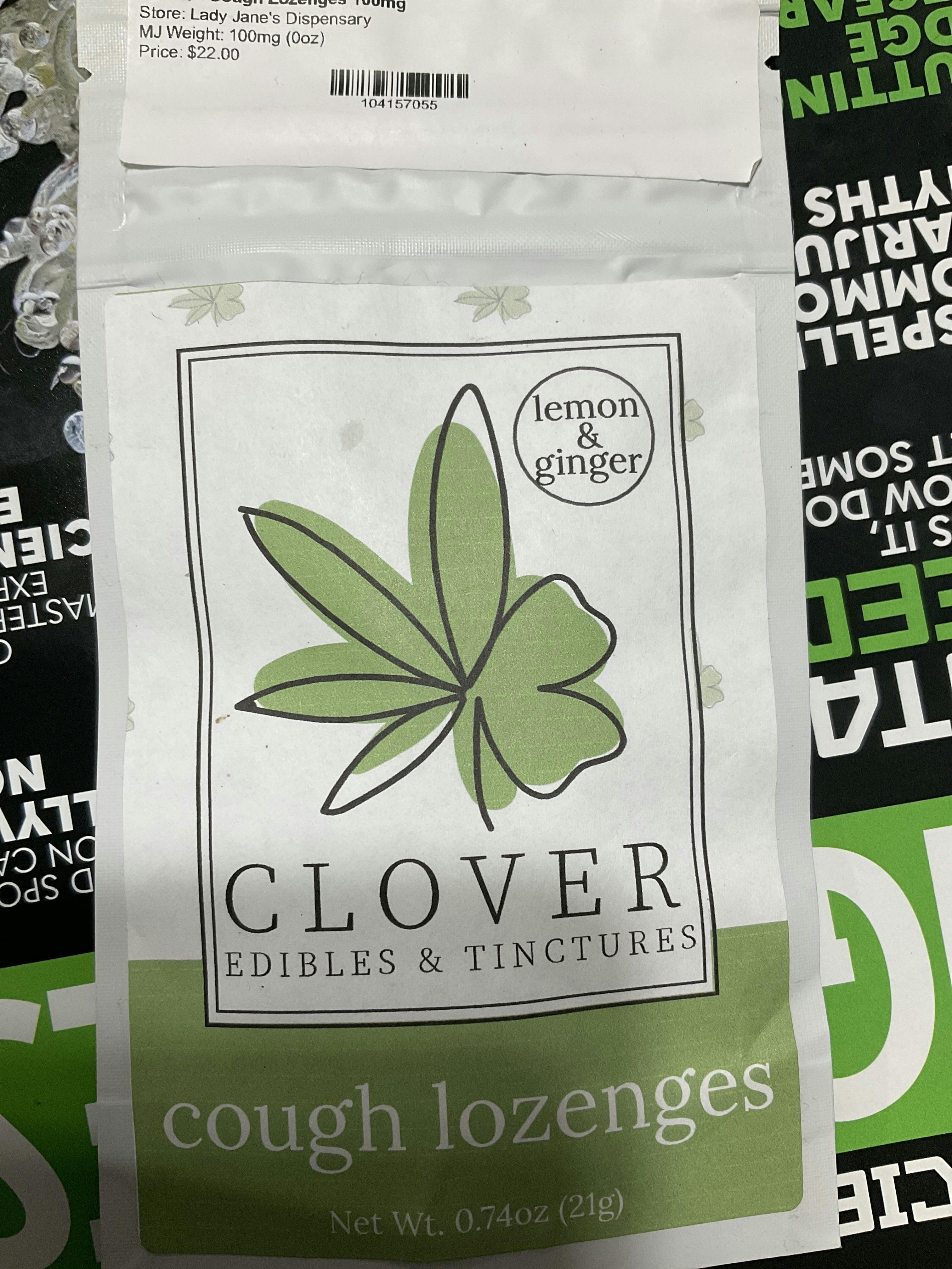 Clover Cough lozenges lemon and ginger