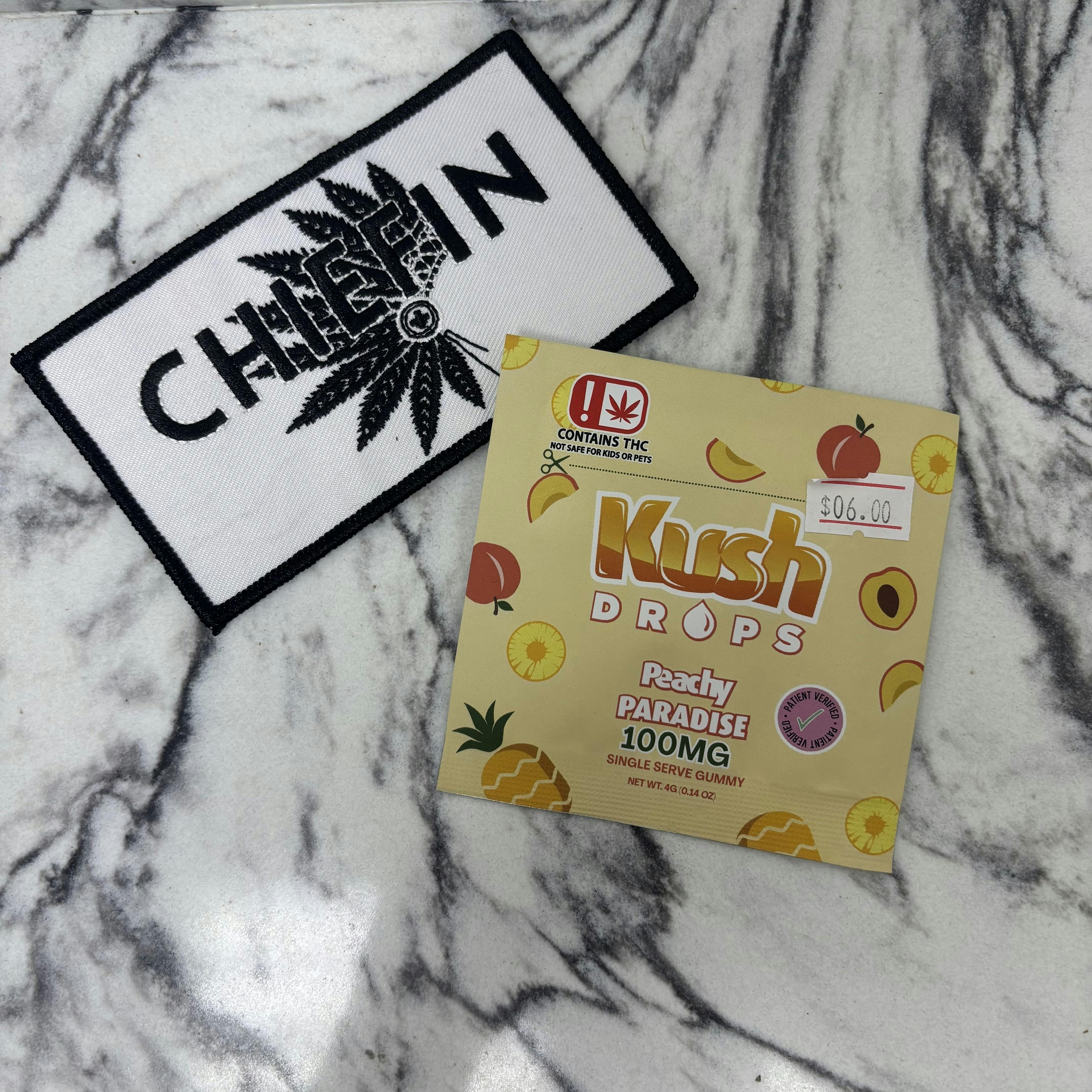 Kush Drops | Peachy Paradise Gummies | 100mg THC Single