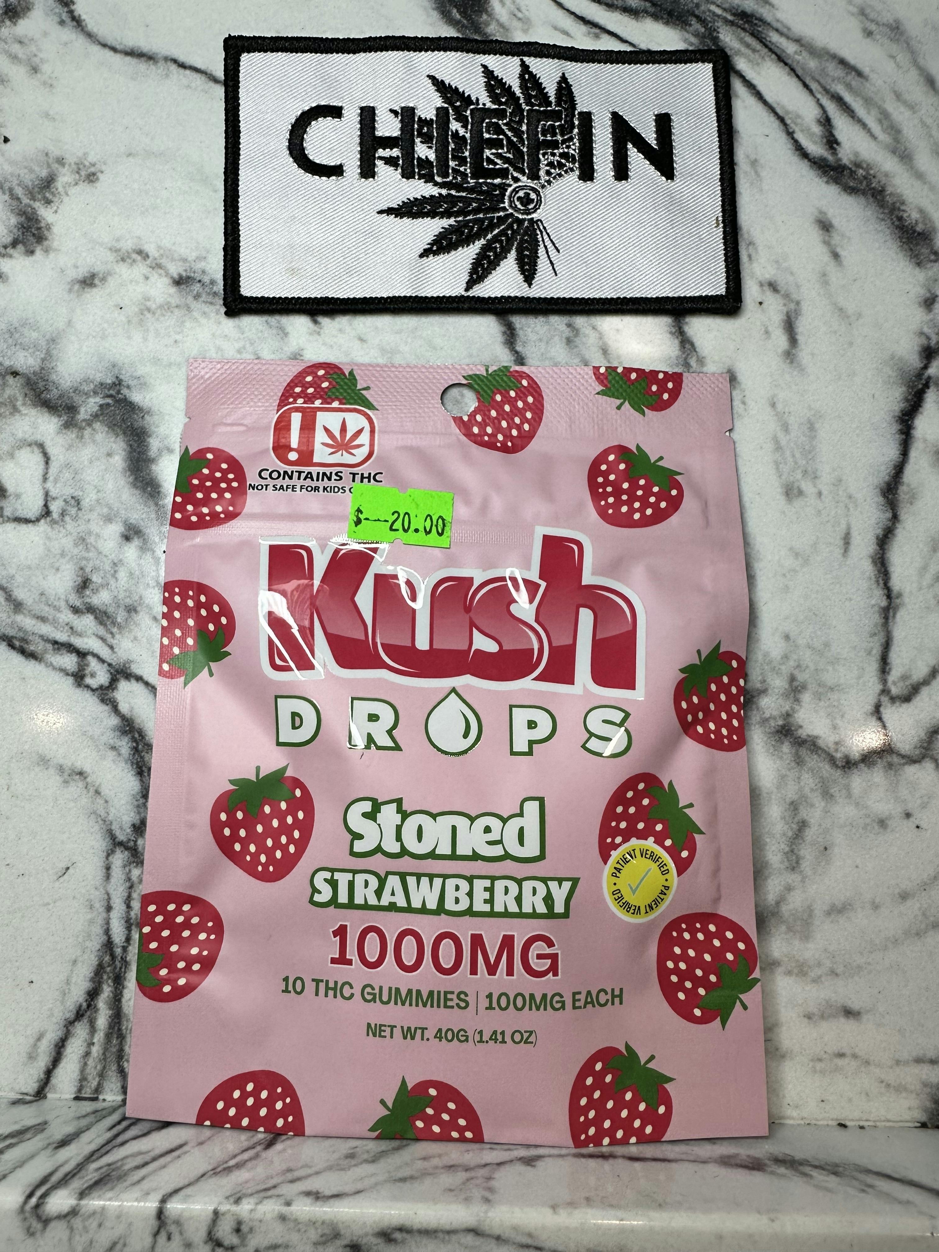 Kush Drops | Stoned Strawberry Gummies | 1000mg THC