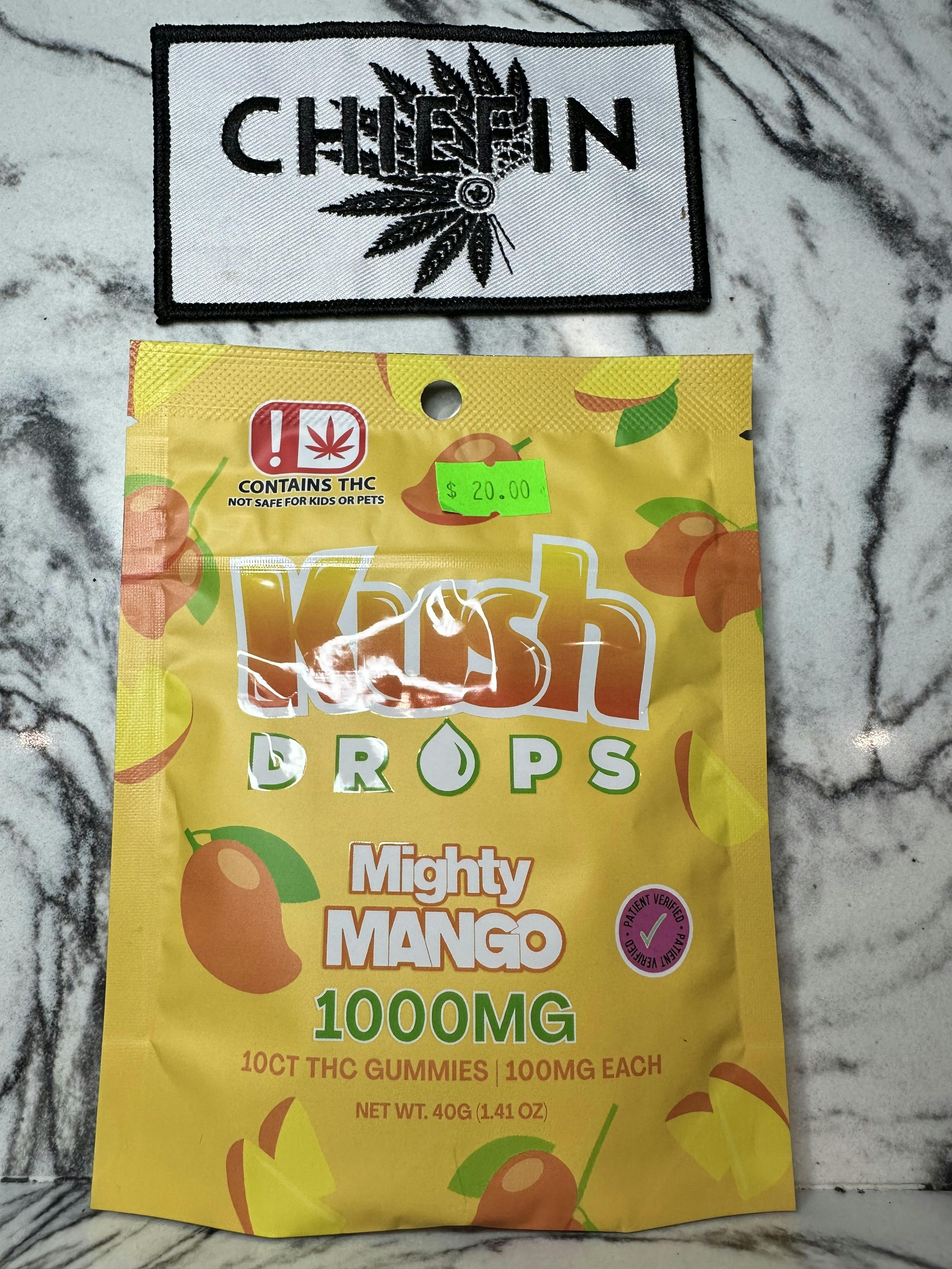 Kush Drops | Mighty Mango Gummies | 1000mg | 10ct | 100mg/ea