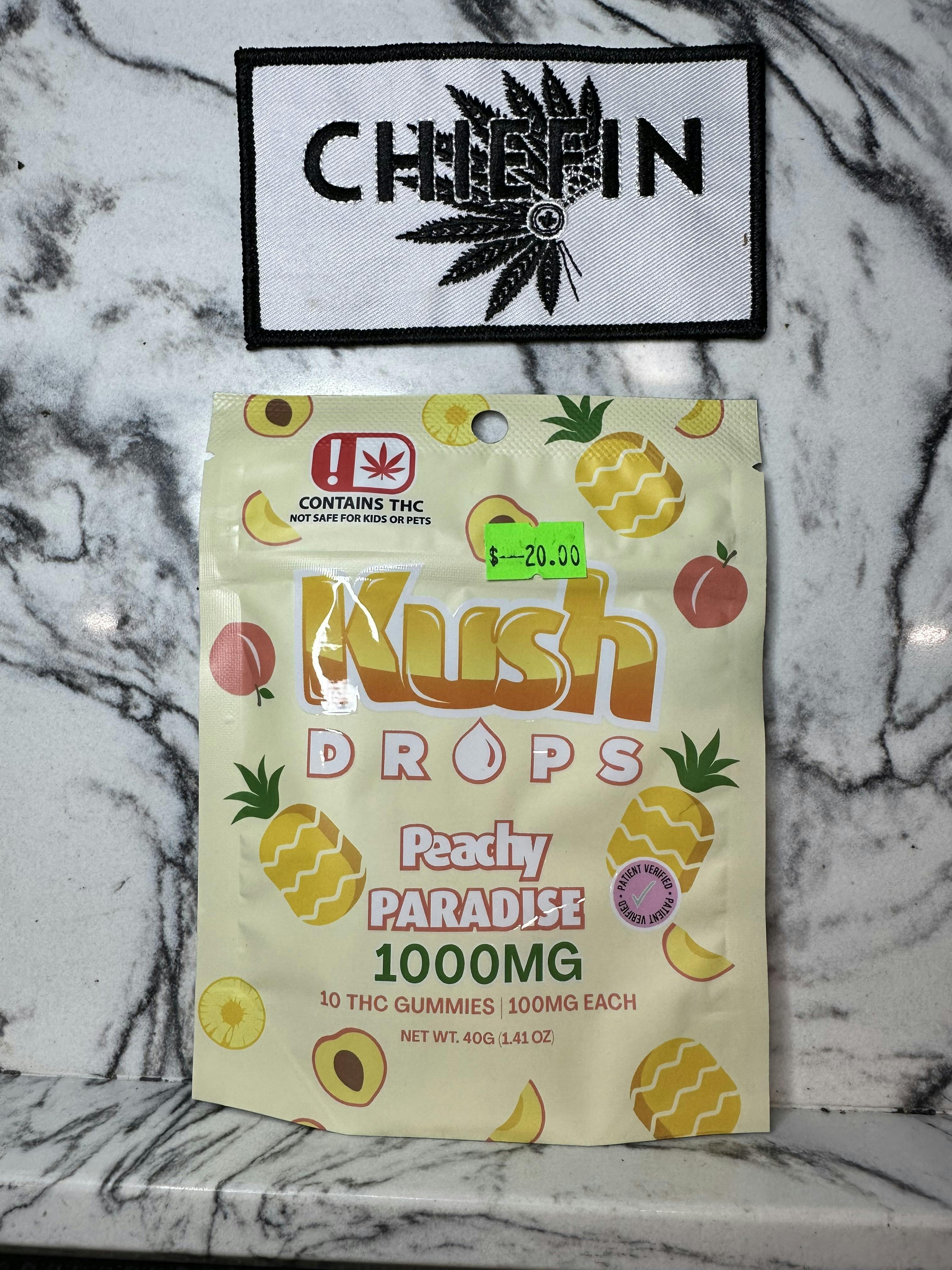 Kush Drops | Peachy Paradise Gummies | 1000mg THC