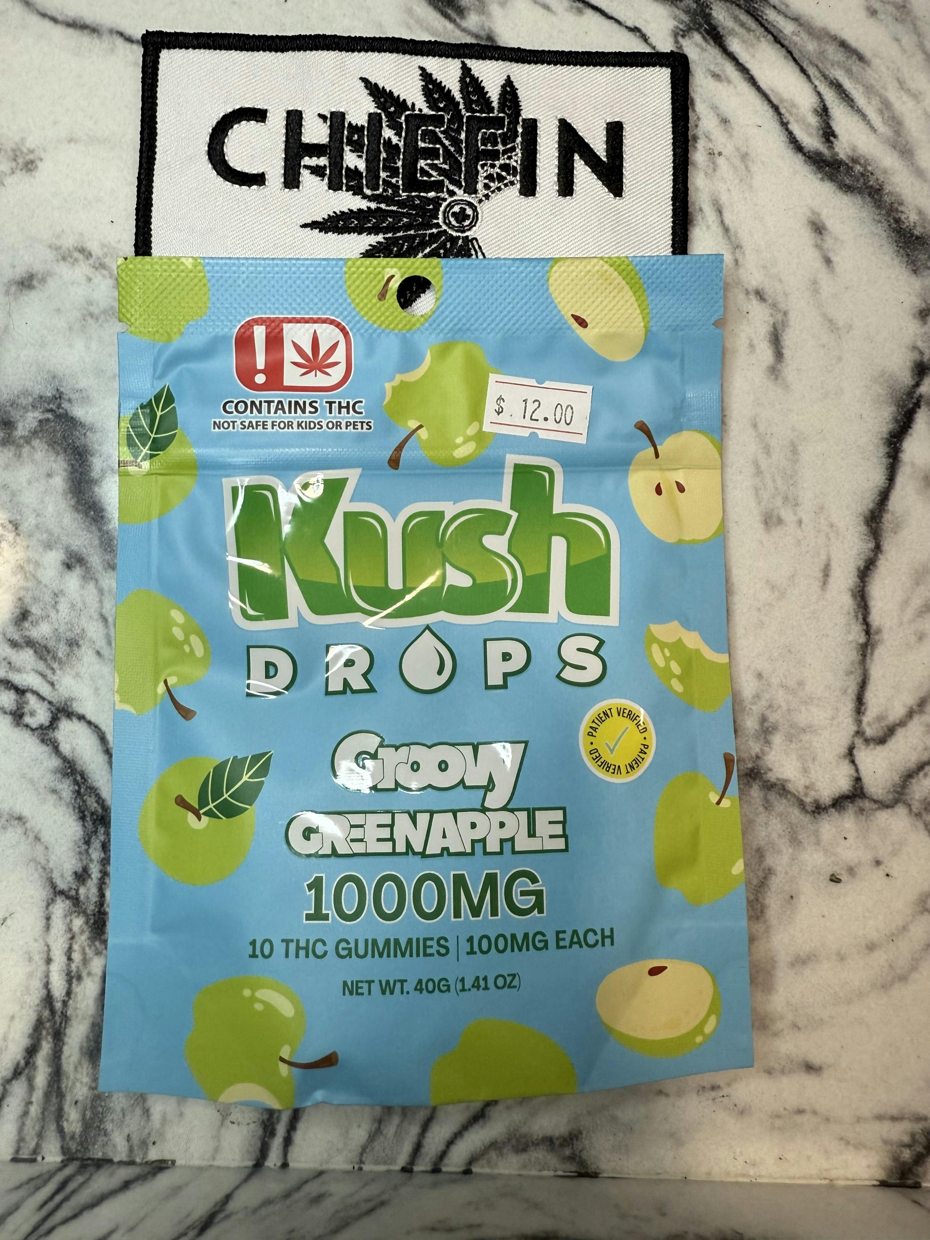 Kush Drops | Groovy Green Apple Gummies | 1000mg THC