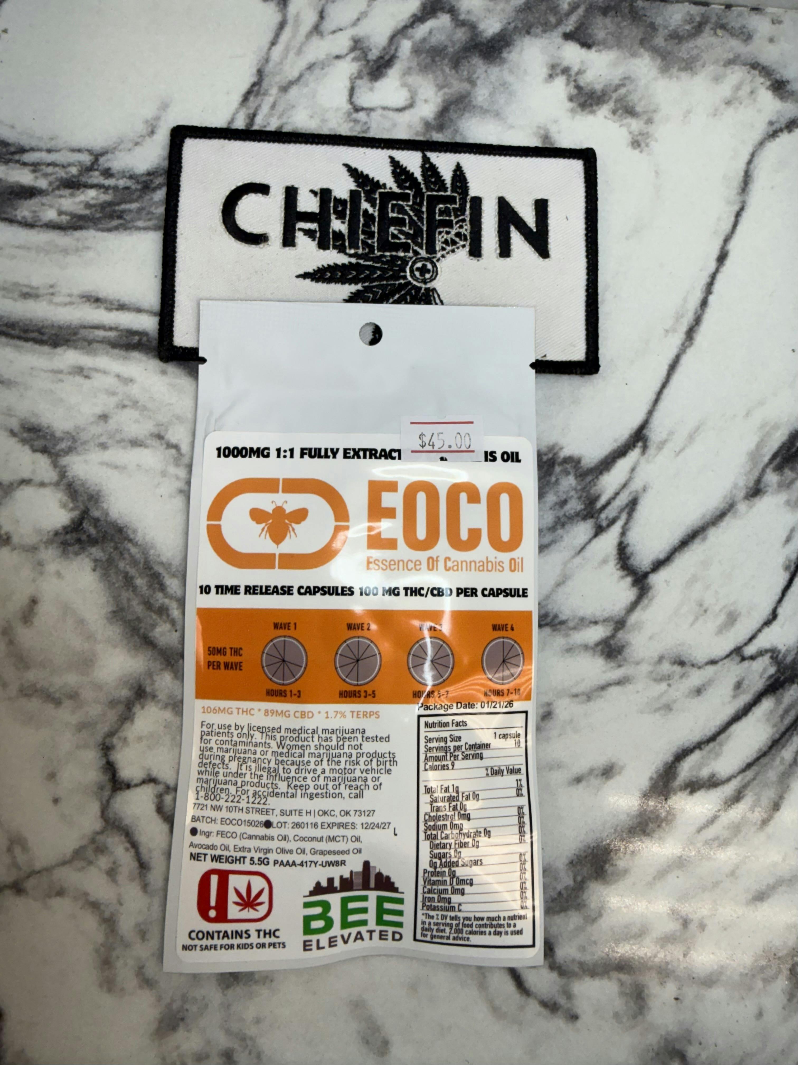 Bee Elevated EOCO 1,000mg 1:1 Time Release Capsules