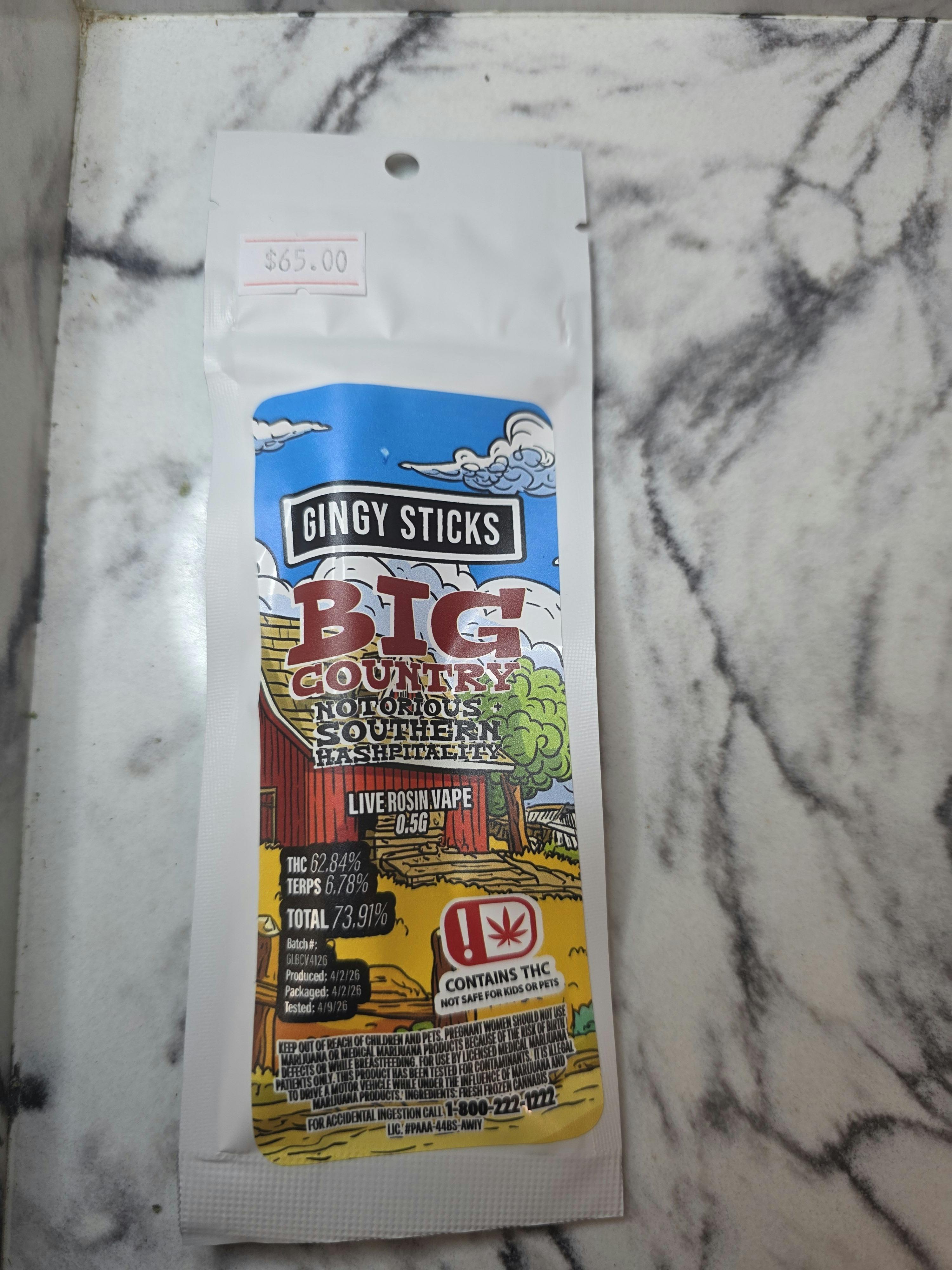 Gingy Stick Big Country 05g Rosin Vape