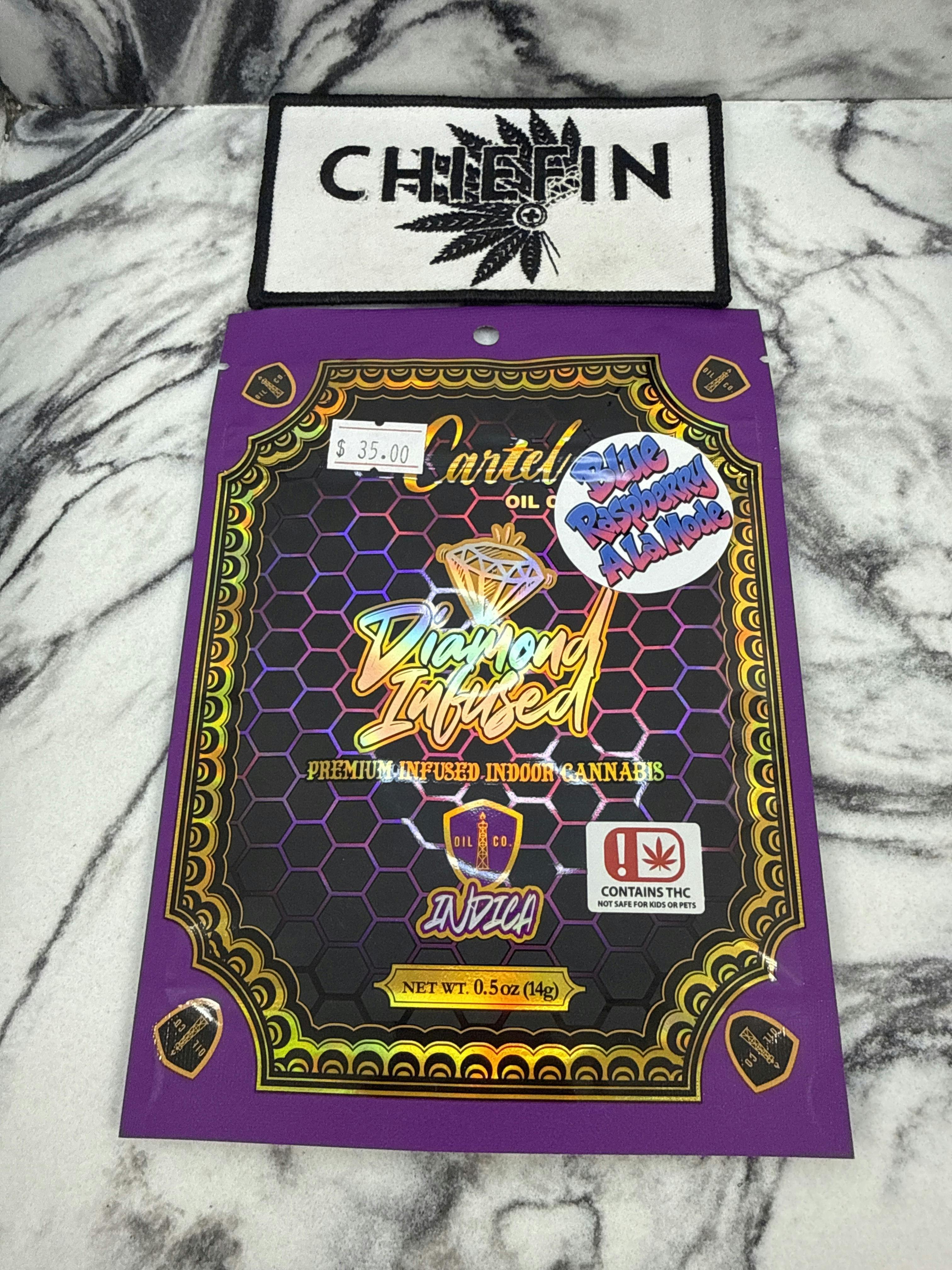 Cartel Oil Co | Diamond Infused Shake | Indica | Blue Raspberry A La Mode | 14g