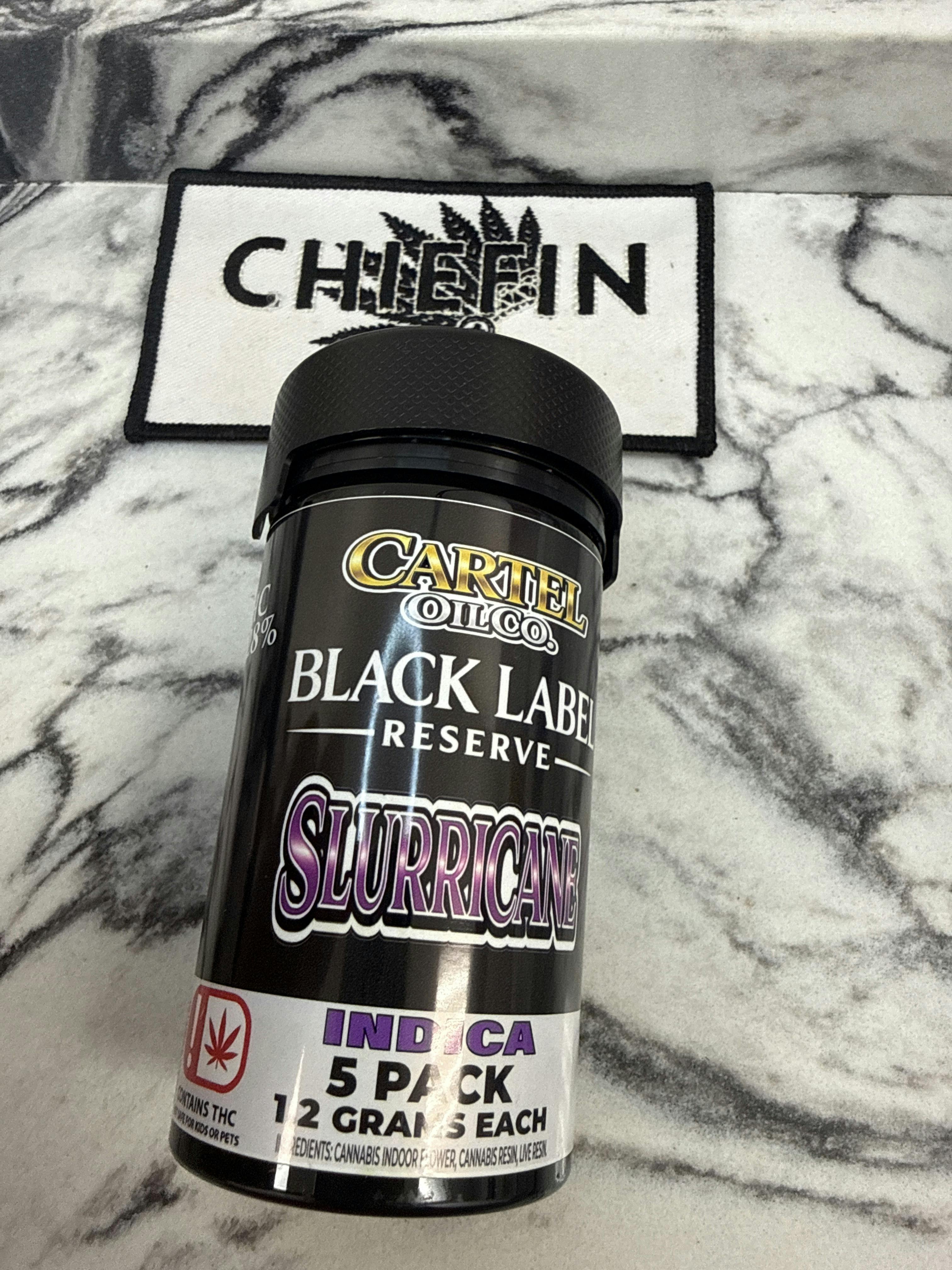 Cartel Oil Co | Black Label Reserve | Live Resin Pre-Roll Bundle | Indica | Slurricane | 6g