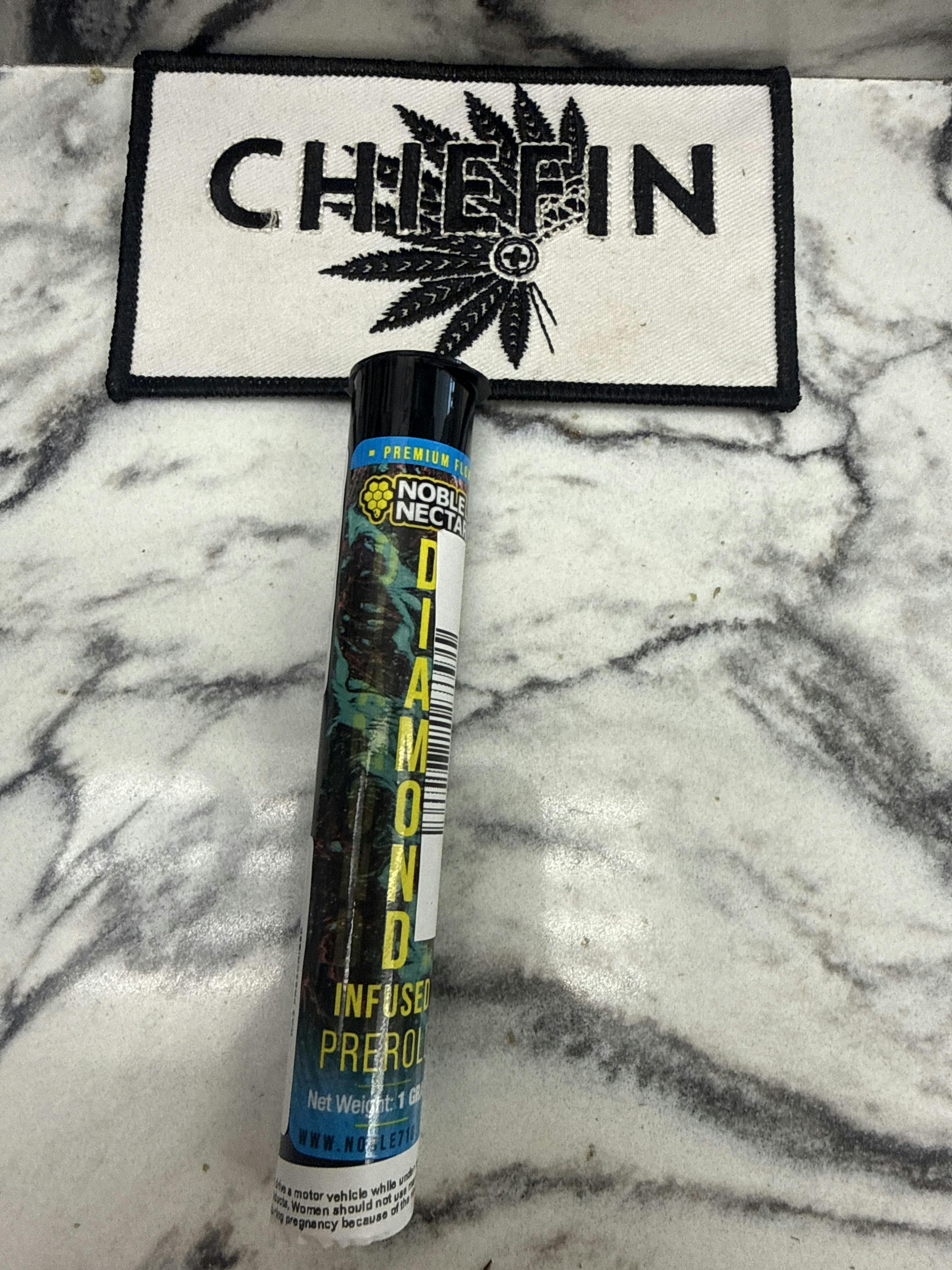 Jefe Noble Diamond Infused 1G Pre-roll Biscotti x Gelato 41 (Infused with GMO/Rainbow Guava Diamo...
