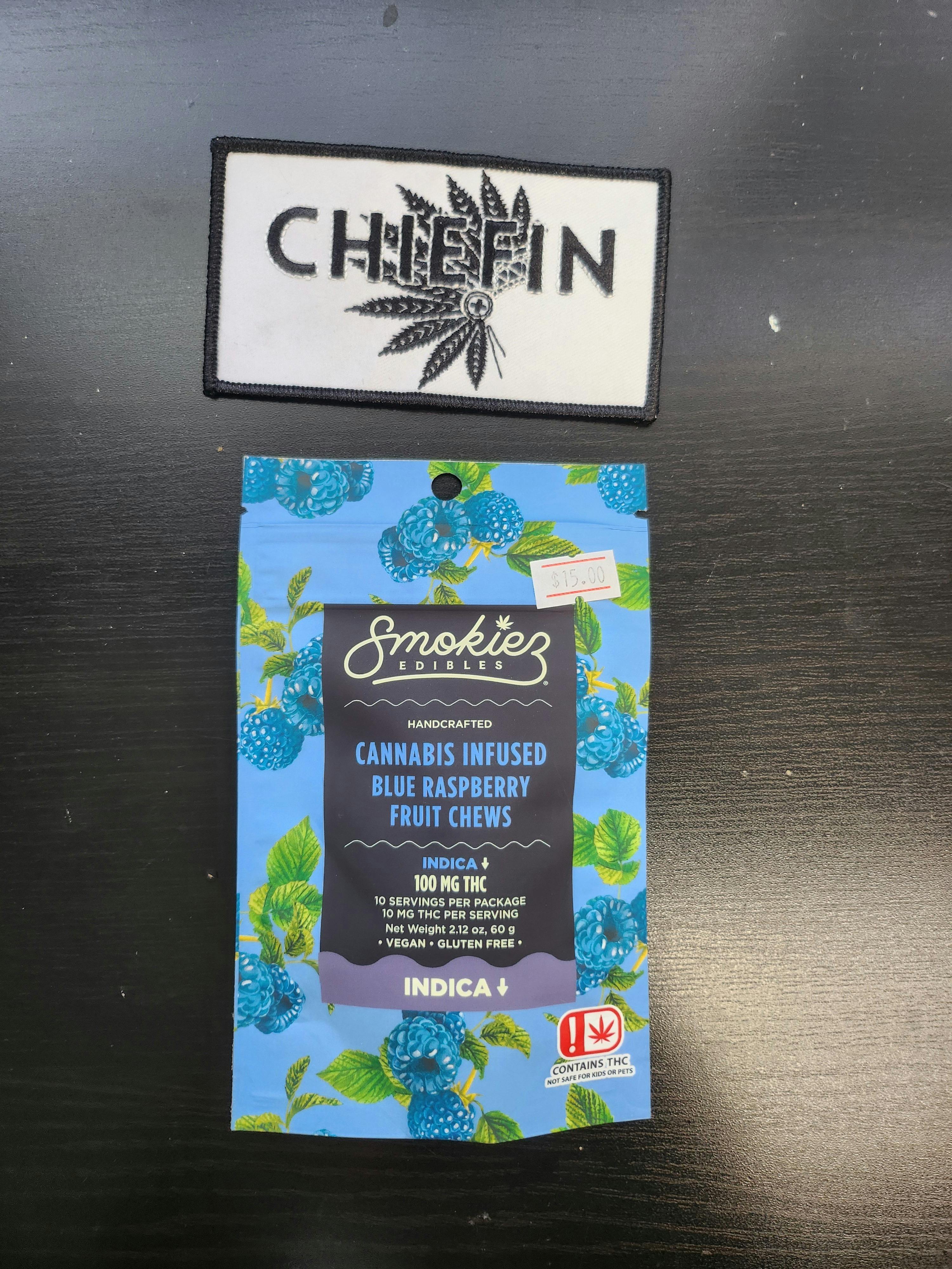 Smokiez Sweet Blue Raspberry Indica 1000mg THC Fruit Chews