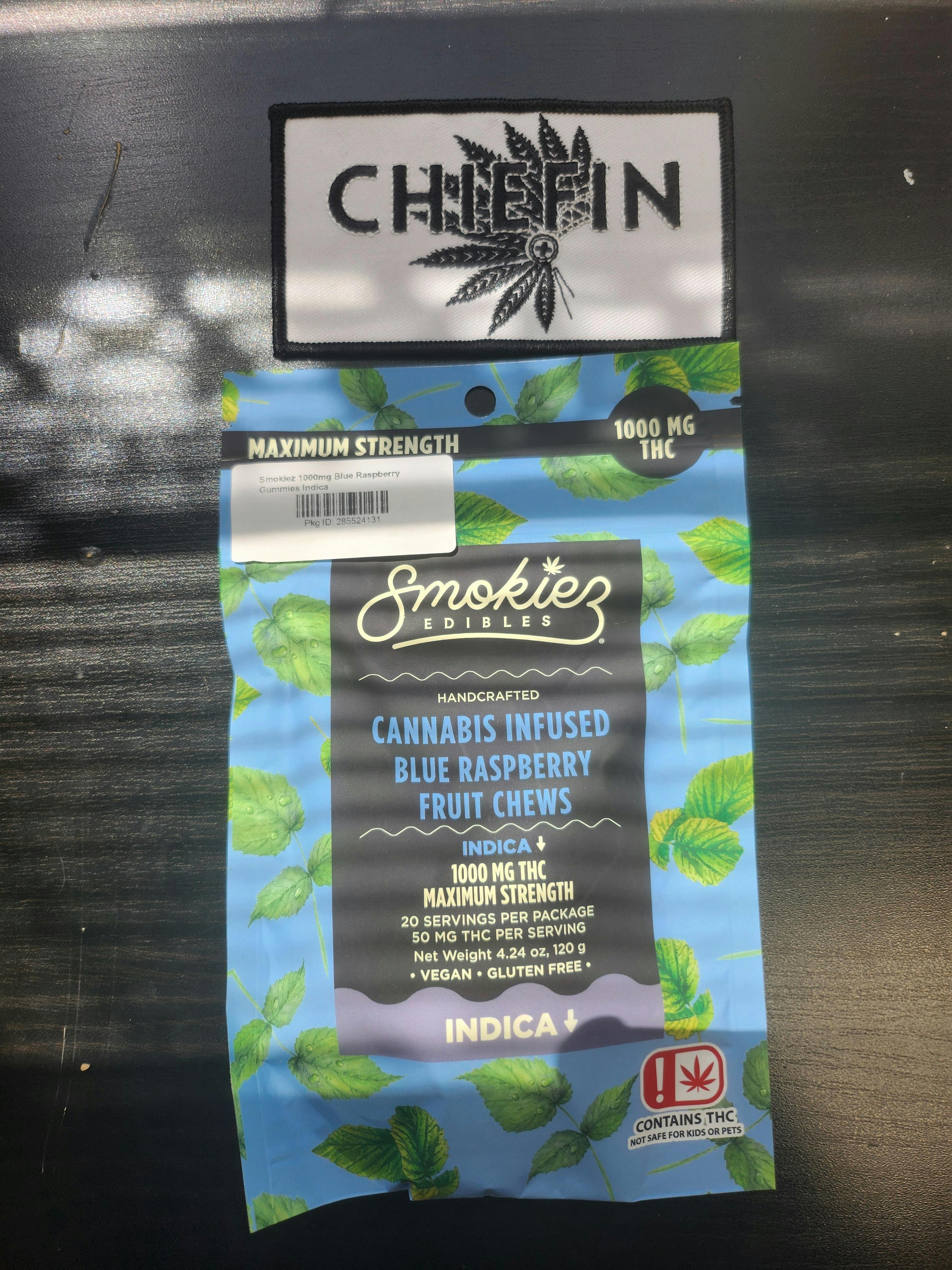 Smokiez Sweet Blue Raspberry Indica 100mg THC Fruit Chews