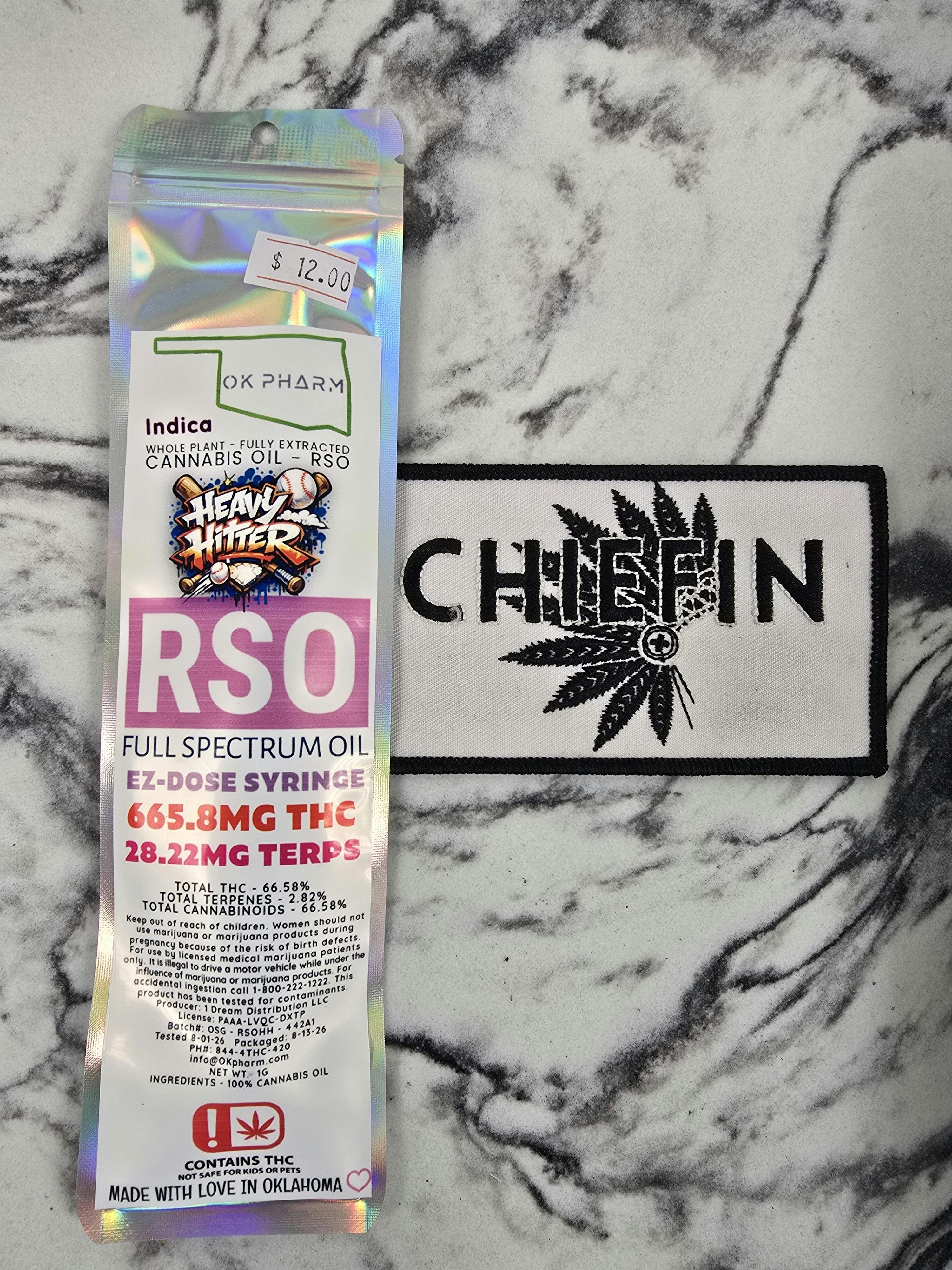 OK Pharm - 1G RSO Syringe - Indica - HEAVY HITTER - BATCH #OSG-RSOHH-442A1