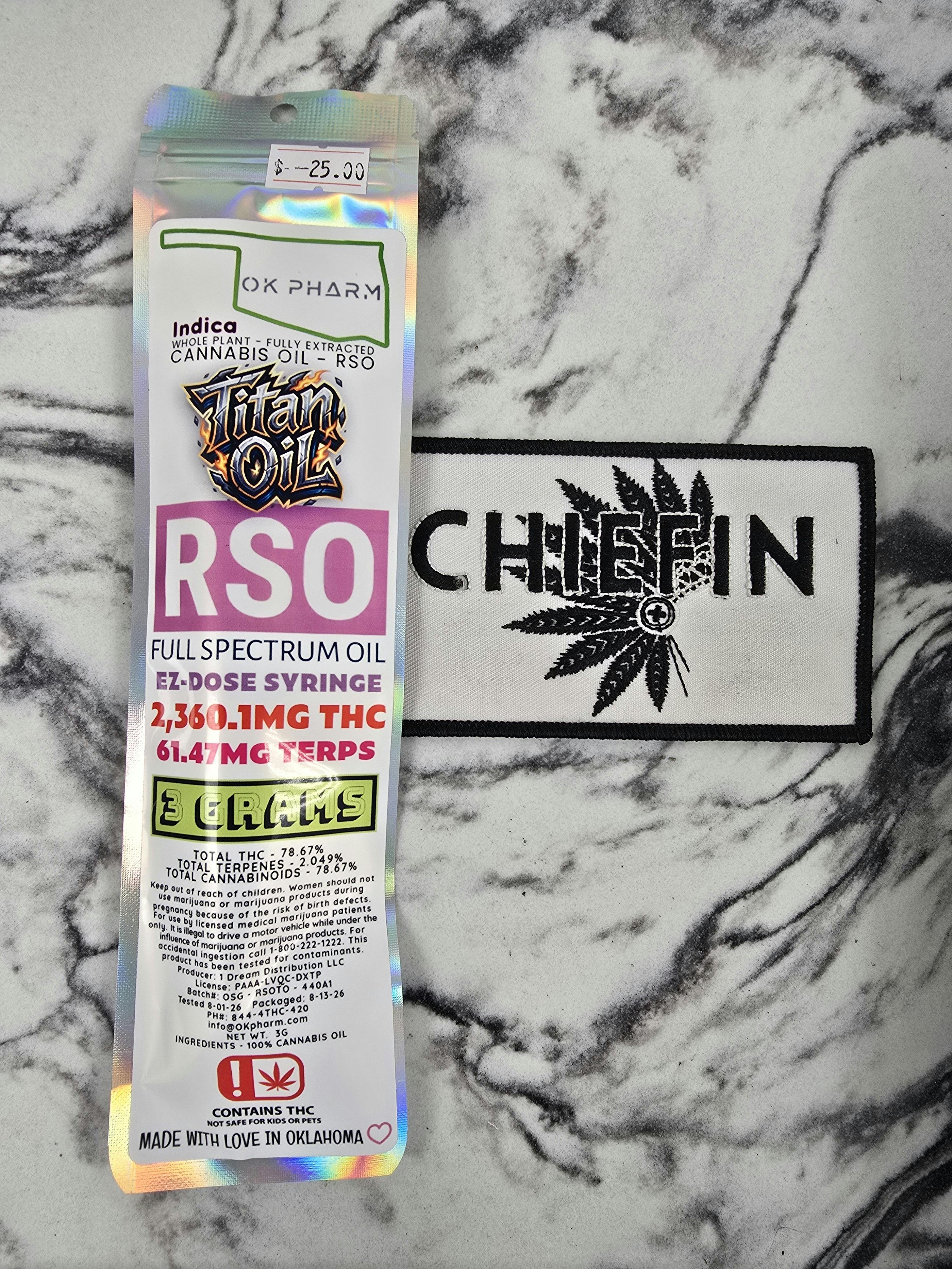 OK Pharm - 3G RSO Syringe - Indica - TITAN OIL - BATCH #OSG-RSOTO-440A1