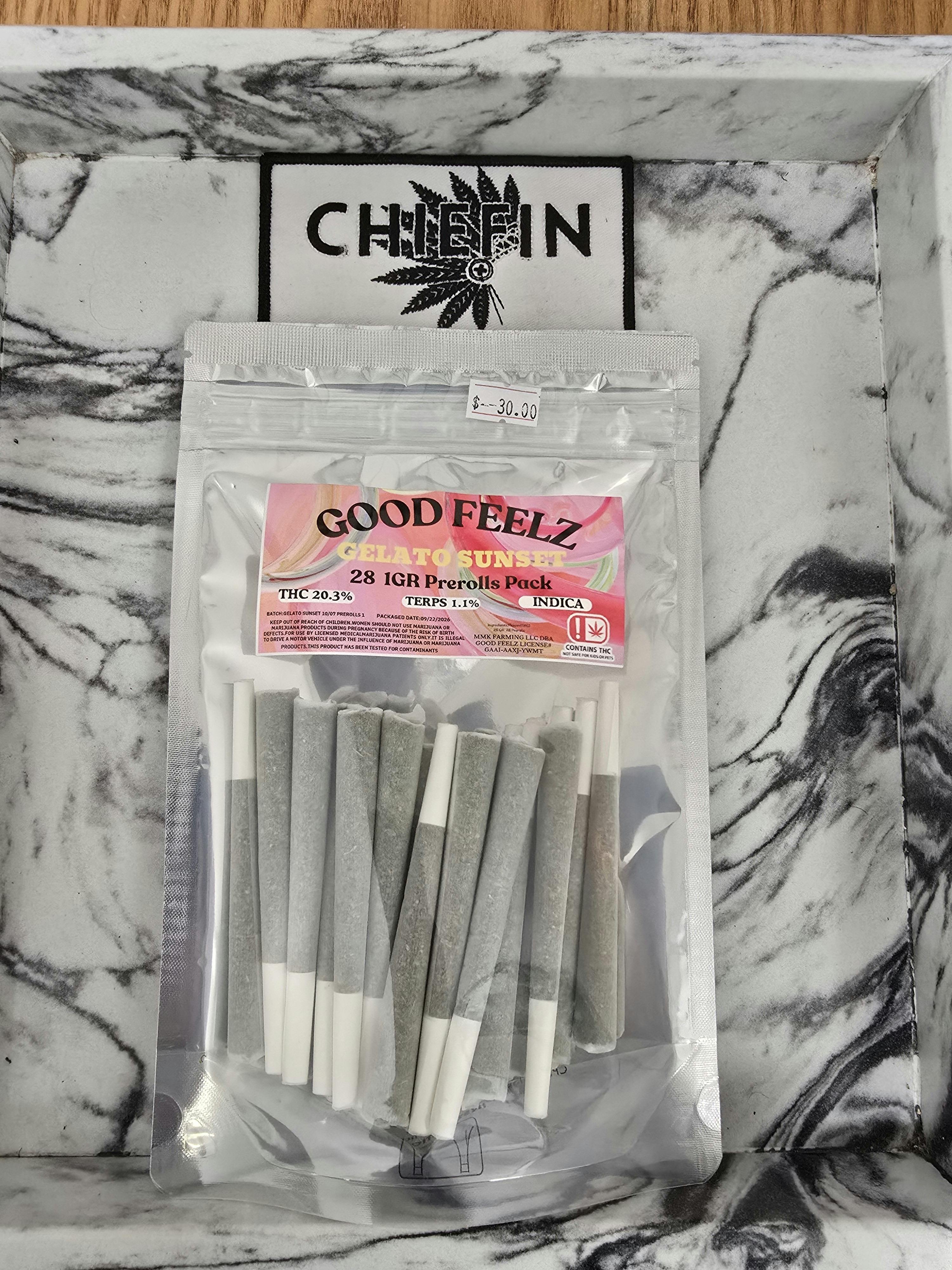 Good Feelz Gelato Sunset Prerolls 28 Pack
