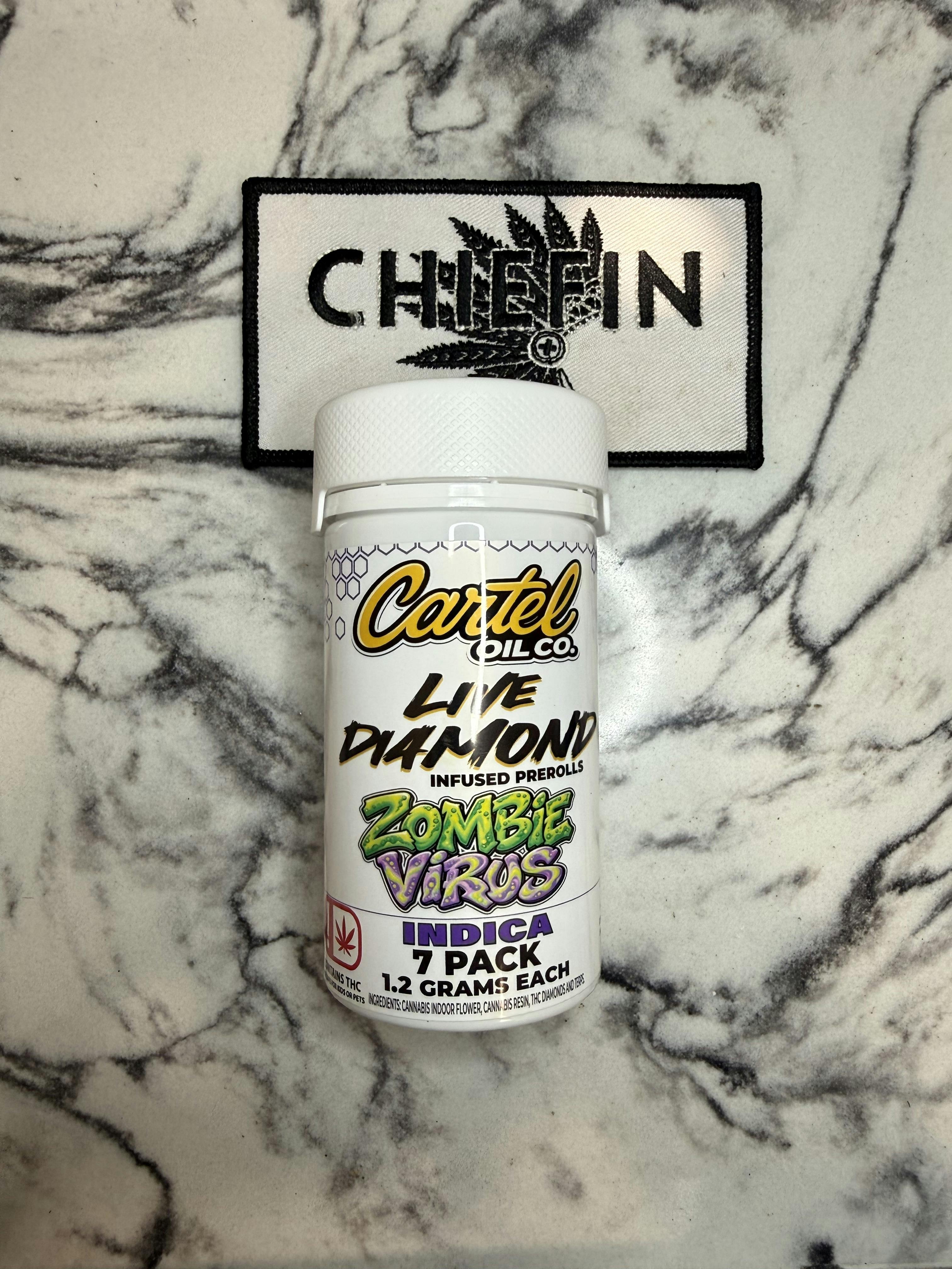 Cartel Oil Co | Diamond Infused Pre-Roll Bundle | Indica | Zombie Virus | 8.4g