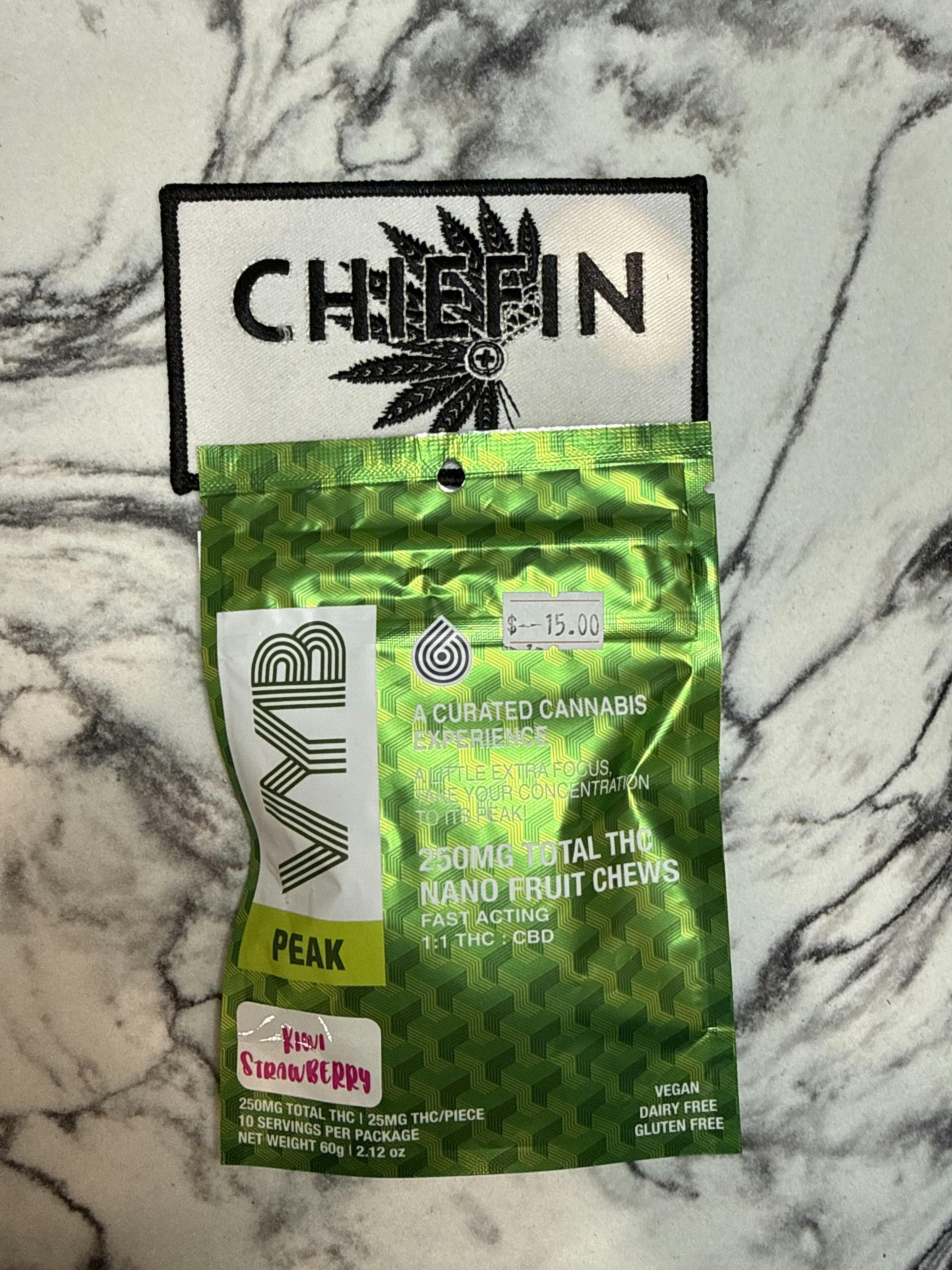 VYB Nano Fruit Chews 250mg - Peak - Kiwi Strawberry THC + CBD