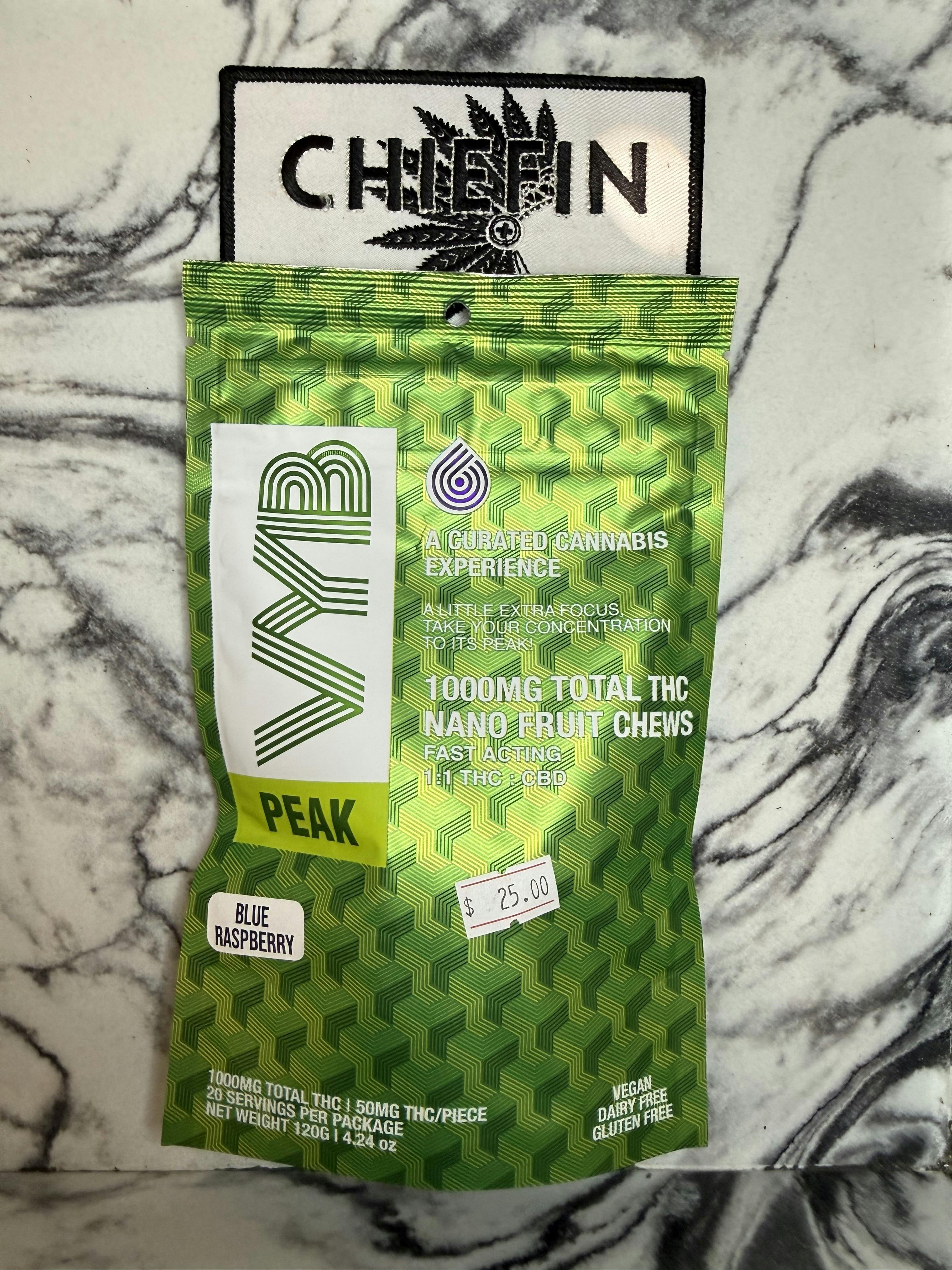 VYB Nano Fruit Chews 1000mg - Peak - Blue Raspberry THC + CBD