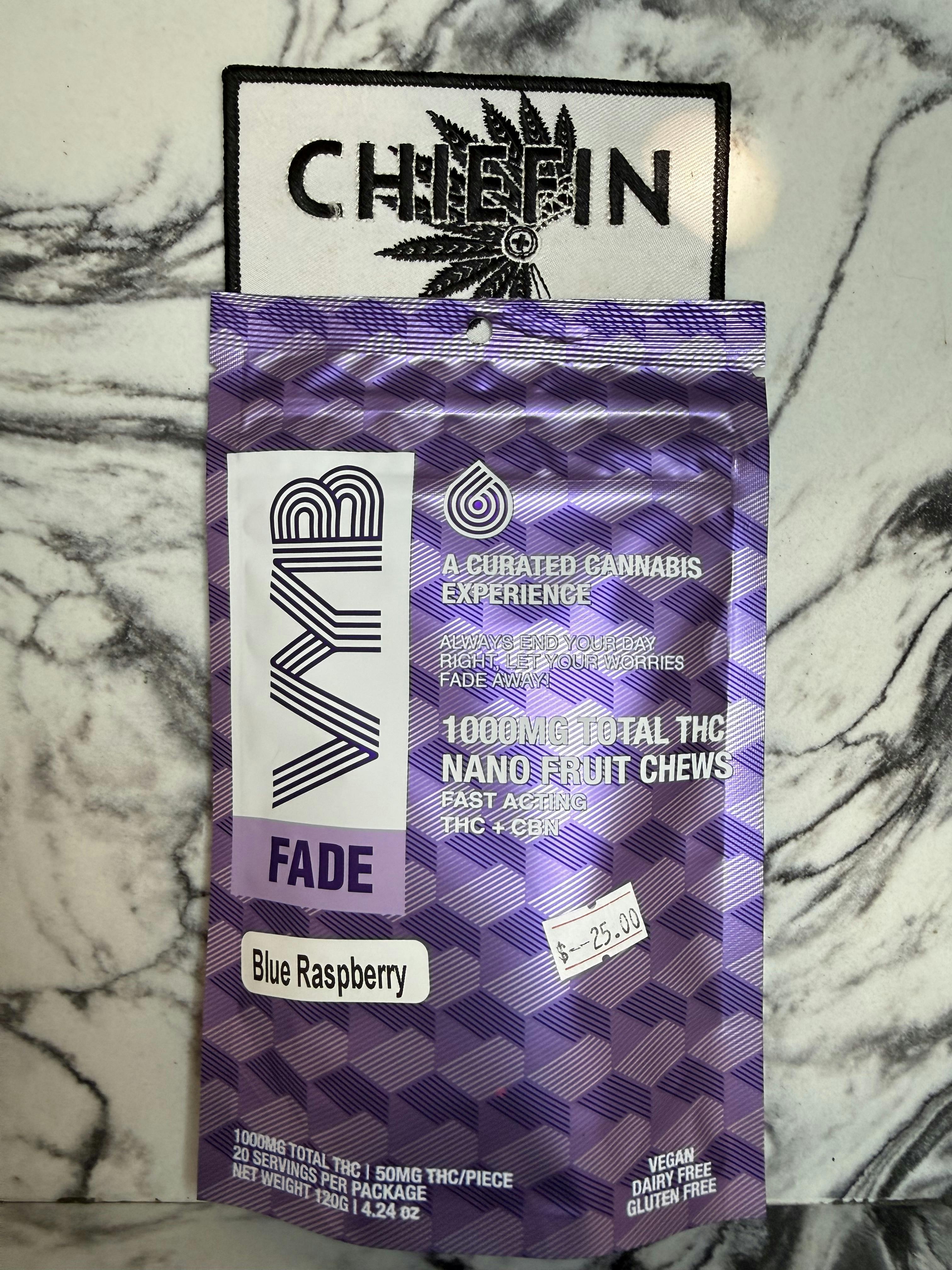 VYB Nano Fruit Chews 1000mg - Fade - Blue Raspberry THC + CBN