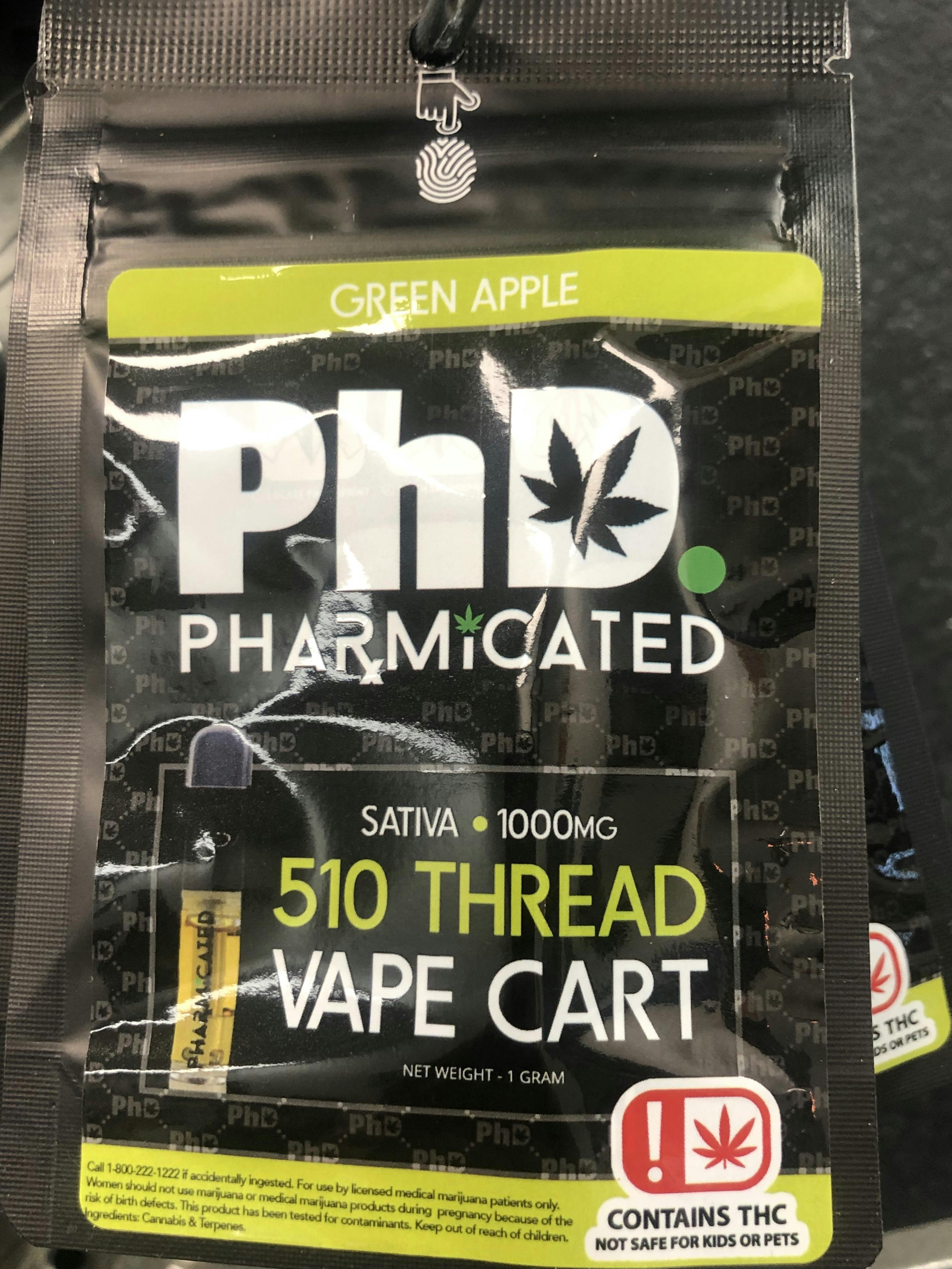 Pharmicated 510 Thread Vape Cart - 1000 mg - Green Apple (S)