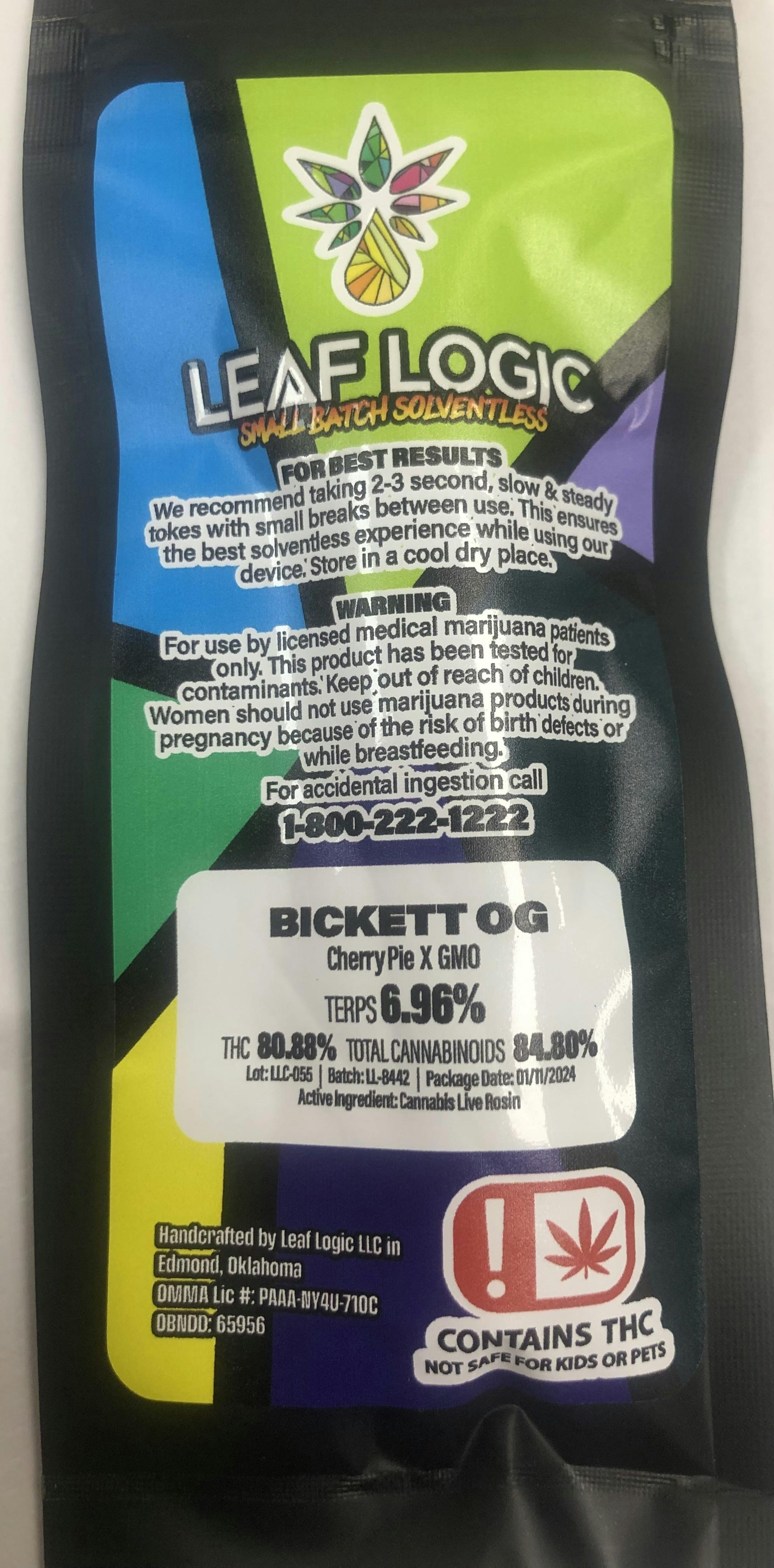 LEAF LOGIC: BICKETT OG .5GRAM ROSIN DISPOSABLE