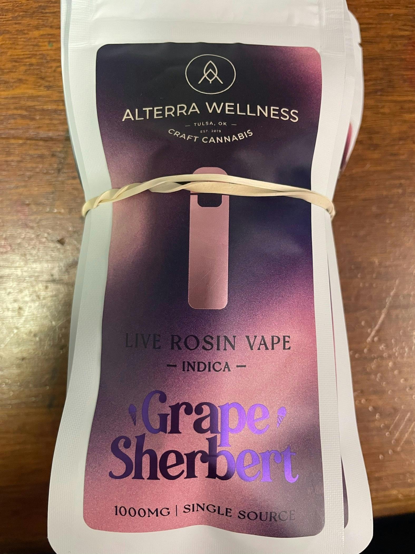 ALTERRA: GRAPE SHERBERT 1G ROSIN DISPOSABLE *SALE*