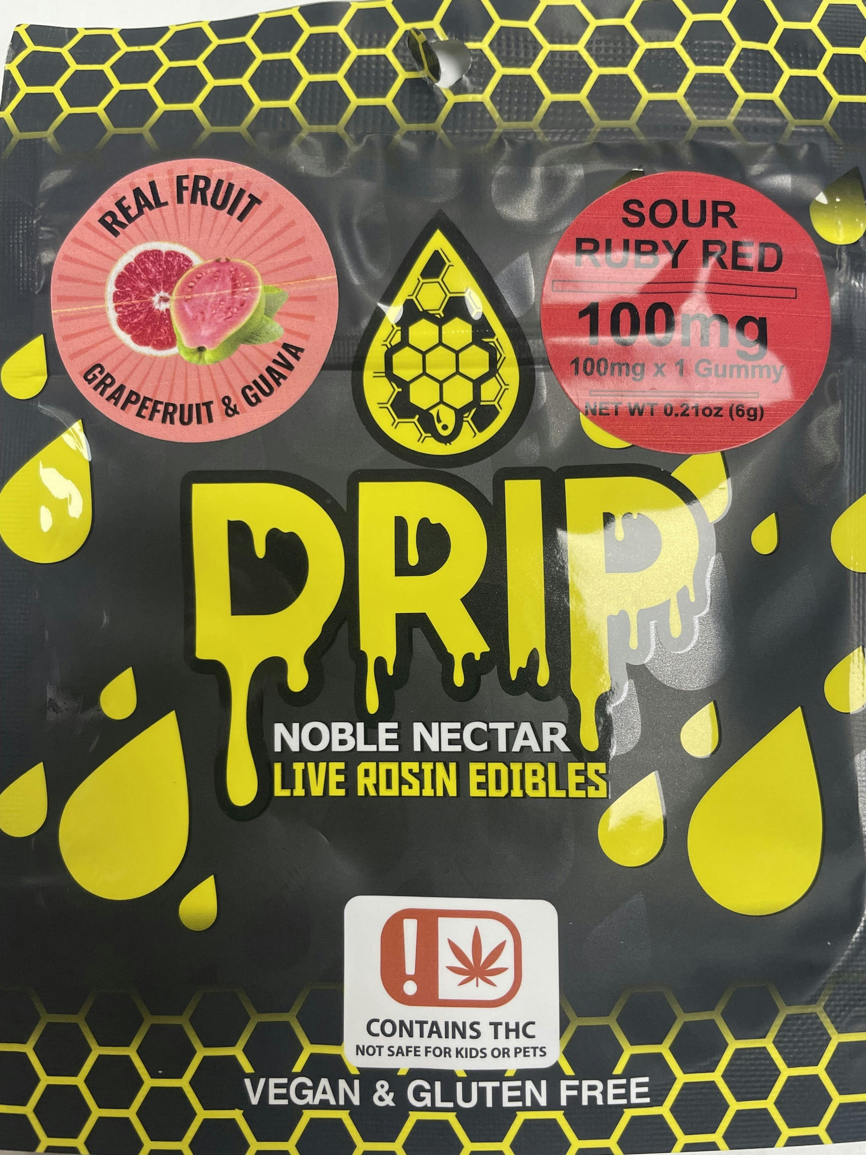 NN: DRIP LIVE ROSIN SINGLE GUMMY SOUR RUBY RED 100MG at GREEN ST . Dispensary