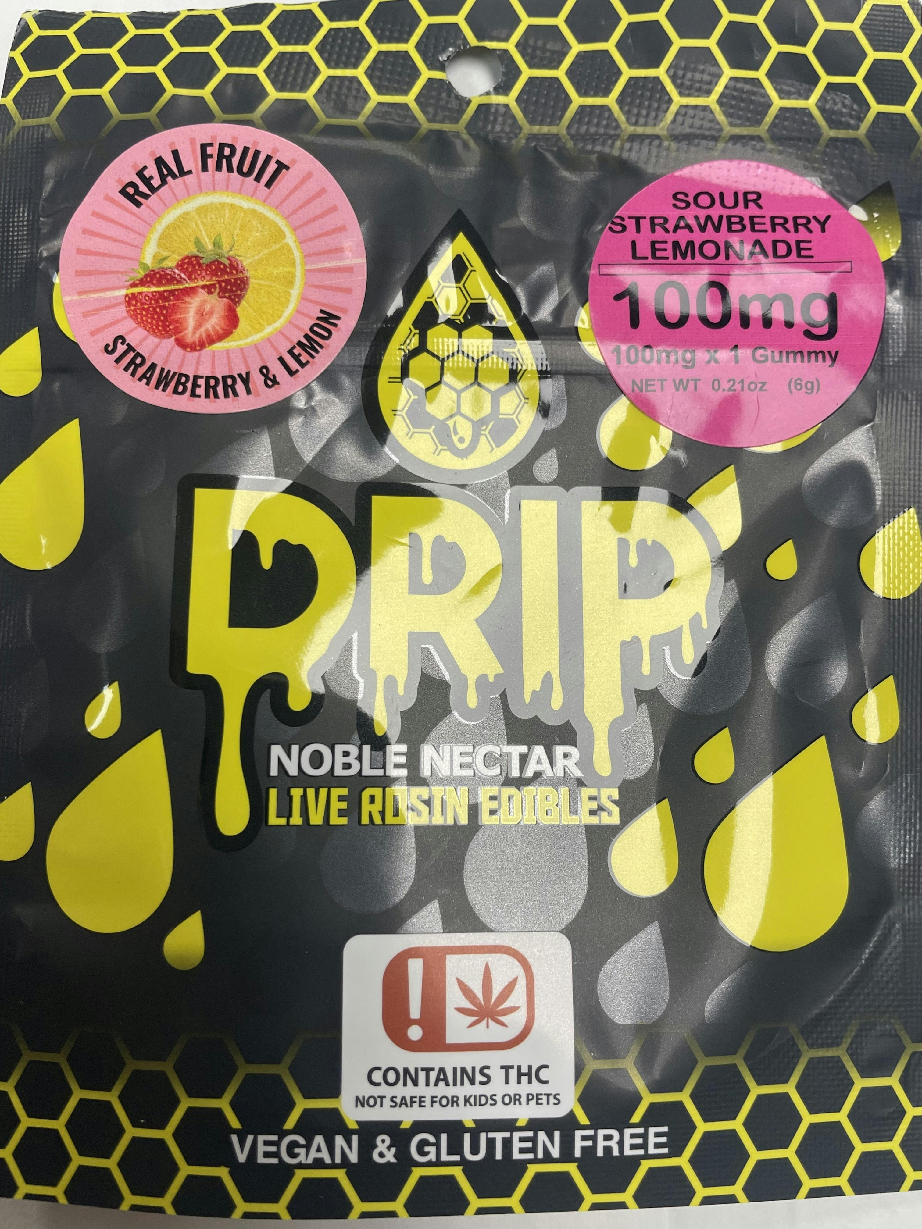 NN: DRIP LIVE ROSIN SINGLE GUMMY SOUR STRAWBERRY LEMONADE 100MG at GREEN ST . Dispensary