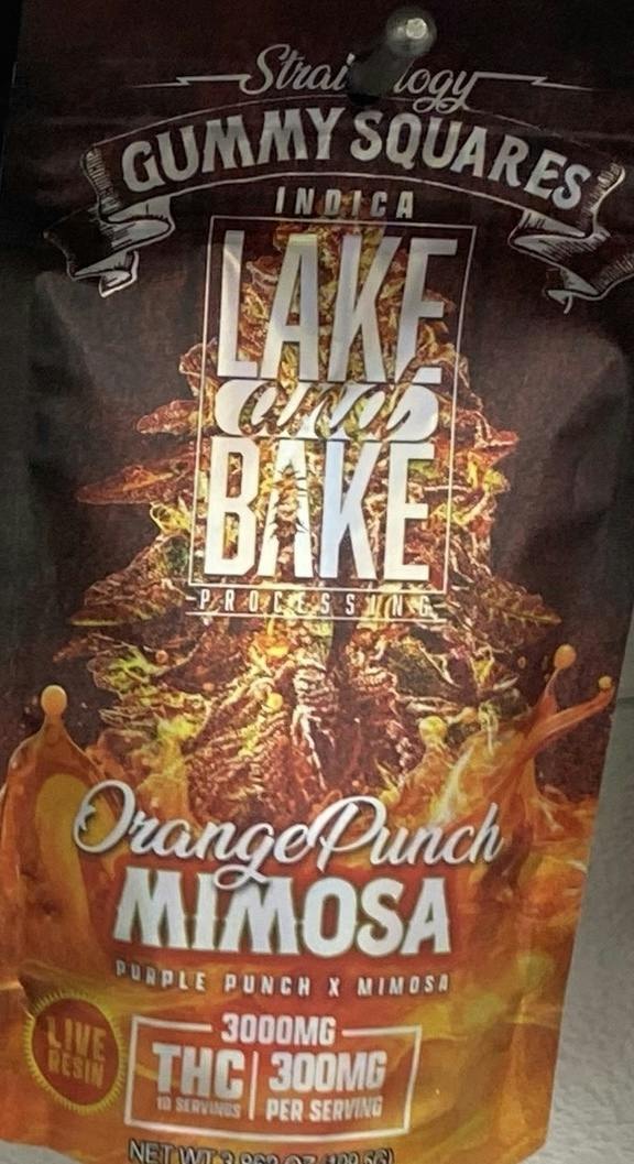 LAKE & BAKE: ORANGE PUNCH MIMOSA LIVE RESIN GUMMIES 3000MG