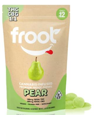 Froot Pear 1:1 CBG:THC Gummies - 100mg CBG: 100mg THC