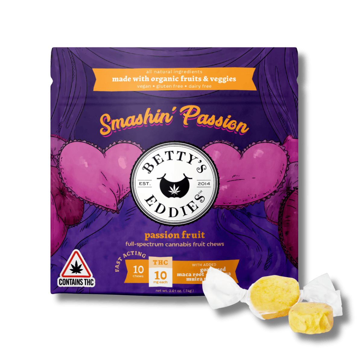 Smashin’ Passion Passionfruit [5pk] Aphrodisiac Fruit Chews by Betty's Eddies