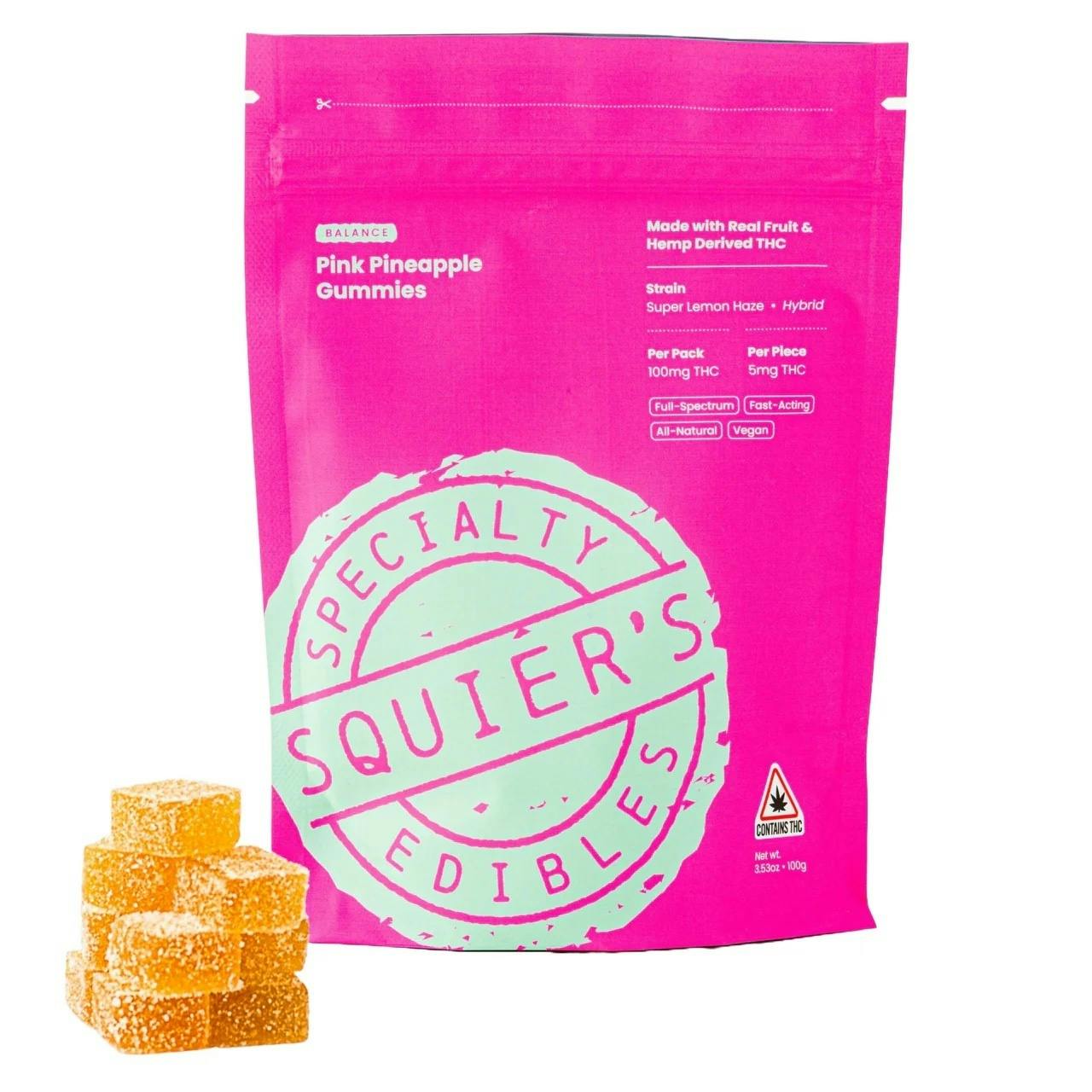 100mg Hash Rosin Gummy - Pink Pineapple Balance