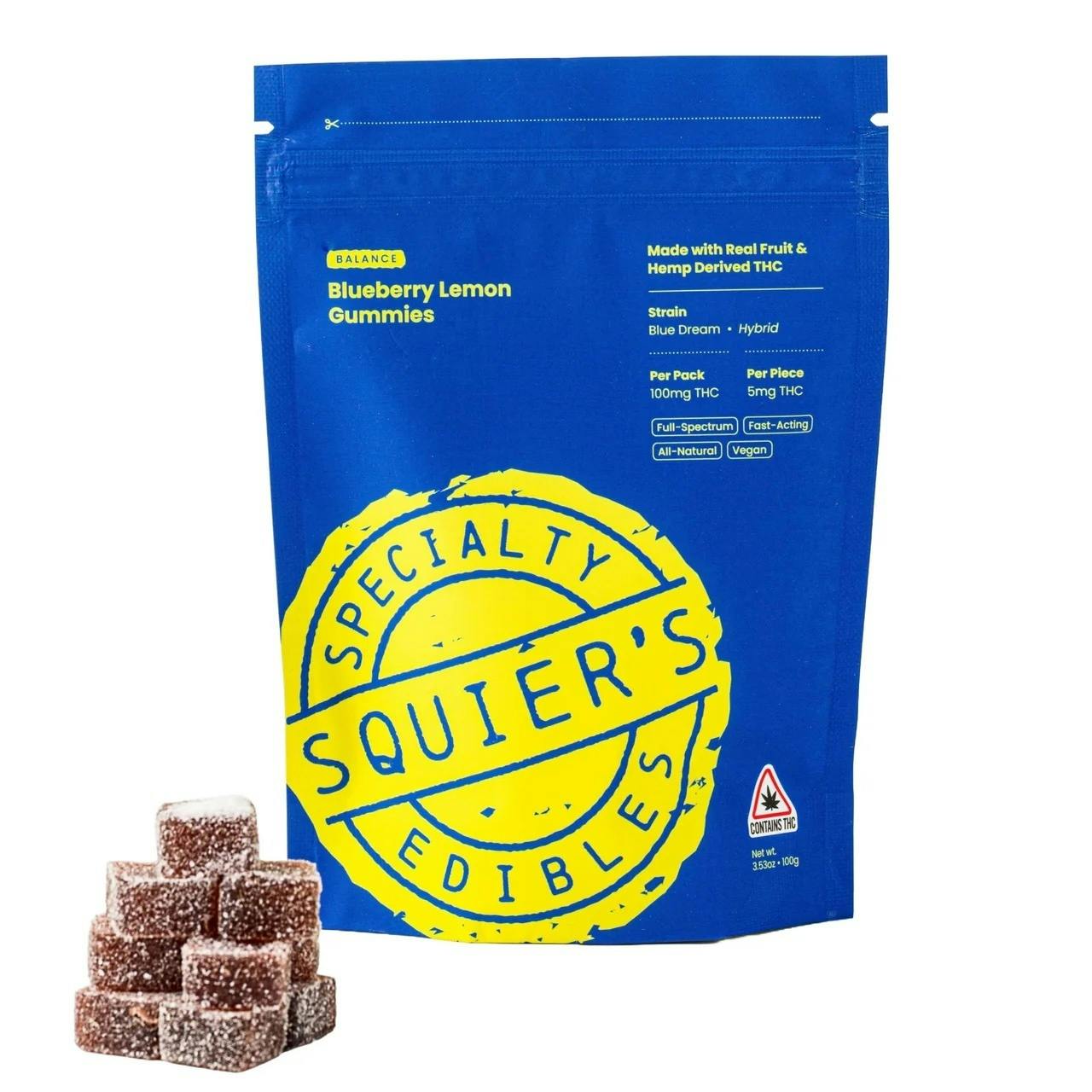 Blueberry Lemon - 100mg THC Hash Rosin - Gummies by Squier's Specialty Edibles