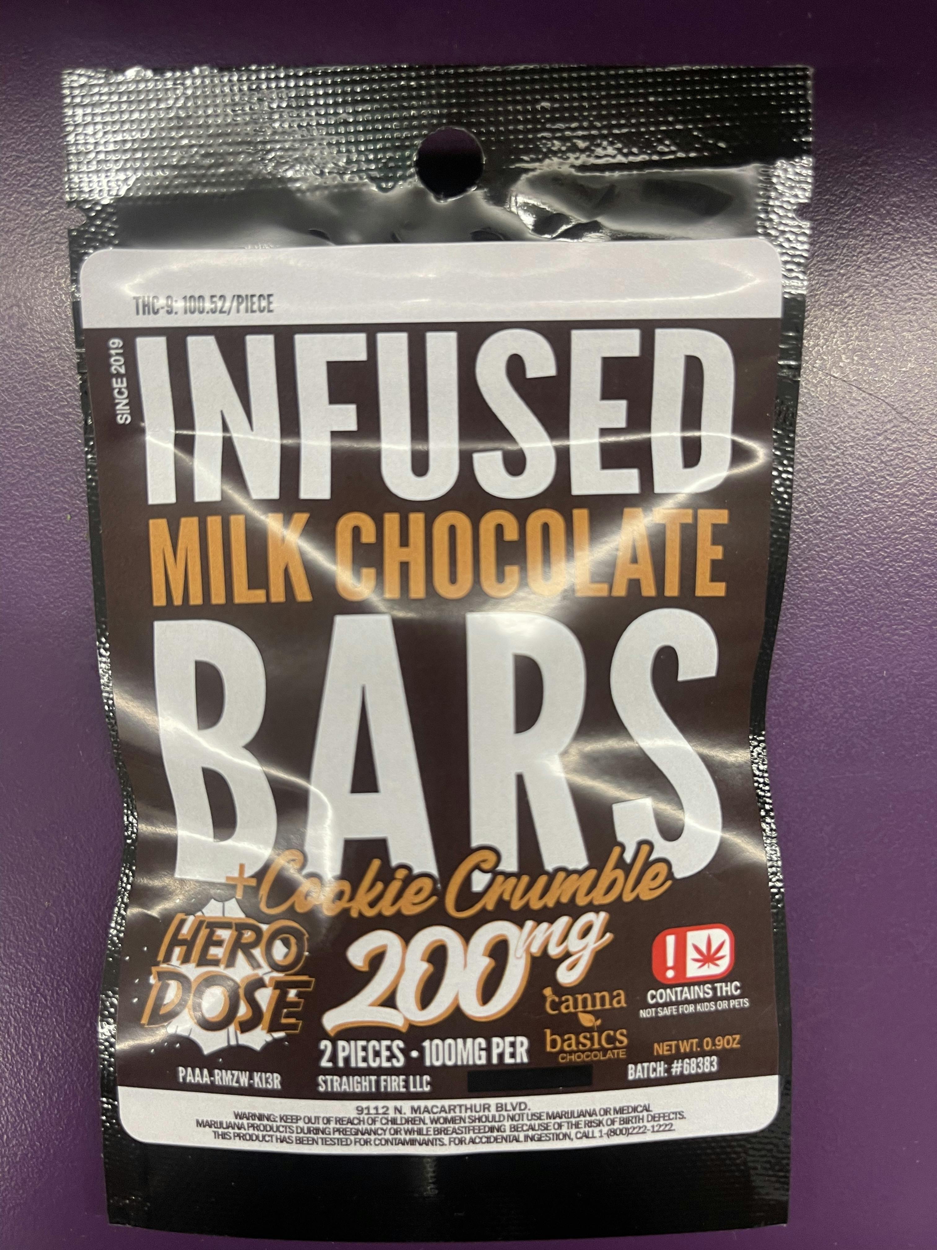 200mg Infused Milk Chocolate Bars/Cookie Crumble